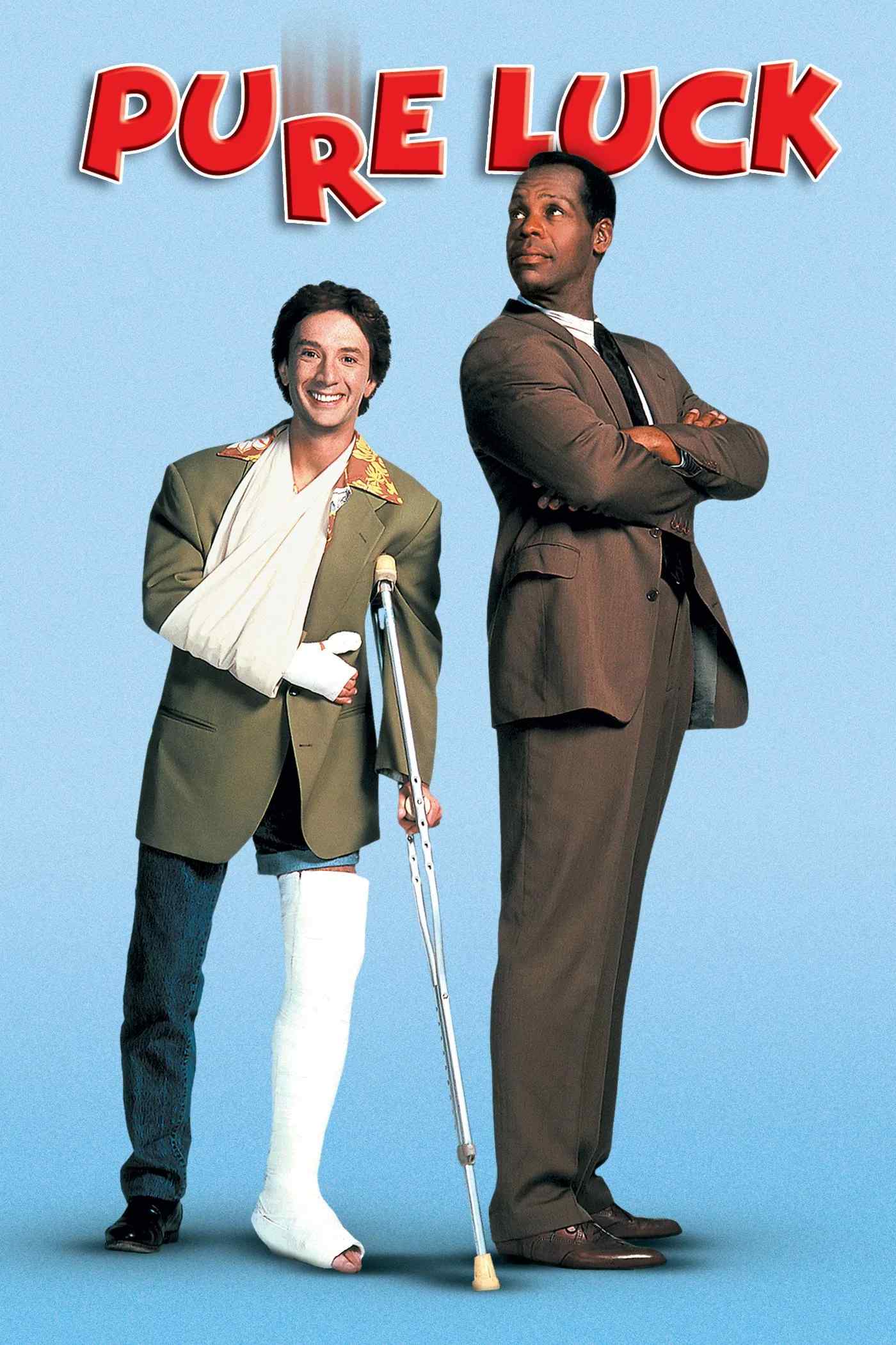Poster chính thức của phim Phim Hài, Phim Tâm Lý "Pure Luck" (Pure Luck - 1991), với sự tham gia của diễn viên Martin Short và Danny Glover.
