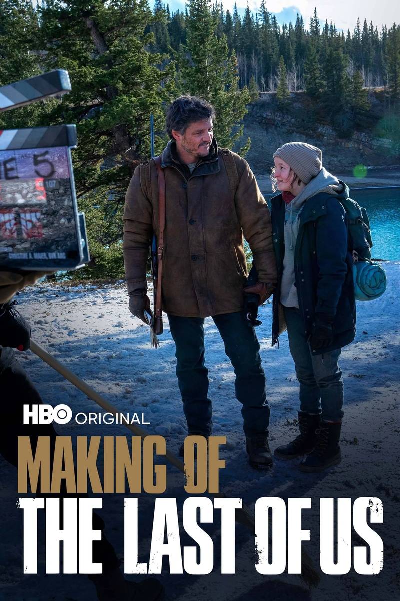 Poster chính thức của phim Phim Tài Liệu "Quá Trình Sản Xuất Những Người Còn Sót Lại" (Making of The Last of Us - 2023), với sự tham gia của diễn viên Pedro Pascal và Bella Ramsey.