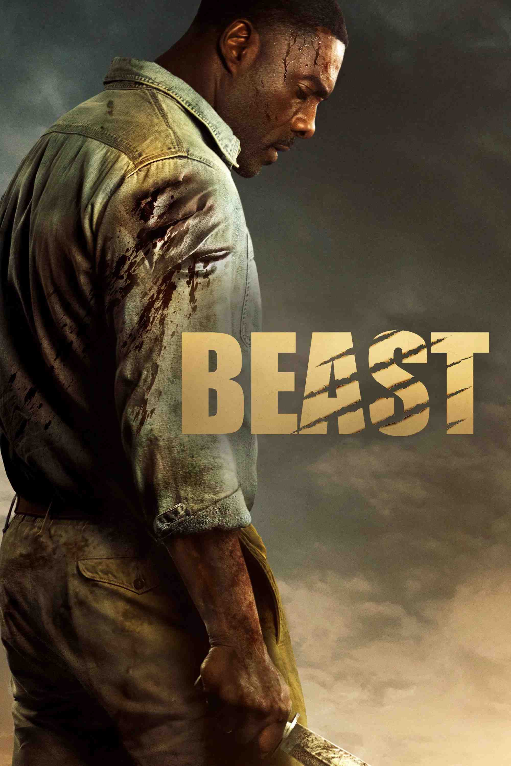 Poster chính thức của phim Phim Giật Gân, Phim Hành Động "Quái Thú" (Beast - 2022), với sự tham gia của diễn viên Idris Elba và Leah Sava Jeffries.