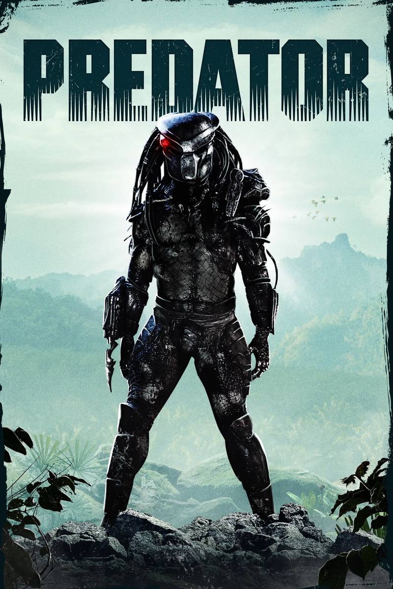 Poster chính thức của phim Phim Viễn Tưởng, Phim Hành Động "Quái Thú Vô Hình" (Predator - 1987), với sự tham gia của diễn viên Arnold Schwarzenegger và Carl Weathers.