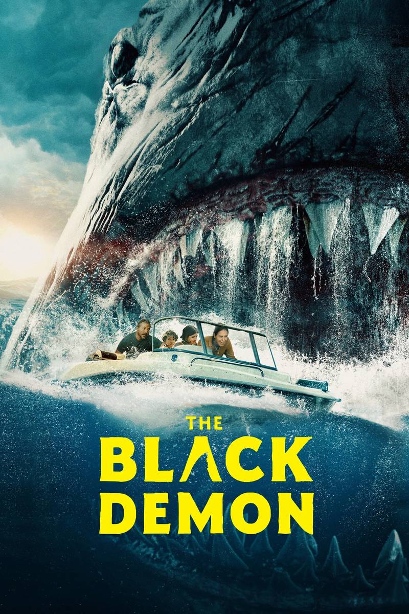Poster chính thức của phim Phim Giật Gân, Phim Kinh Dị "Quái Vật Đen" (The Black Demon - 2023), với sự tham gia của diễn viên Josh Lucas và Fernanda Urrejola.