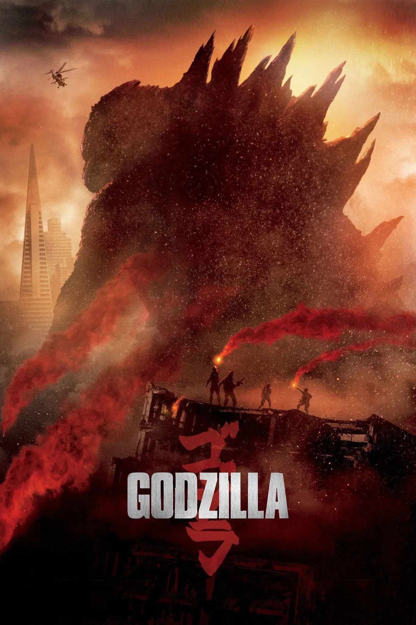 Poster chính thức của phim Phim Hành Động, Phim Tâm Lý "Quái Vật Godzilla" (Godzilla - 2014), với sự tham gia của diễn viên Aaron Taylor-Johnson và Elizabeth Olsen.