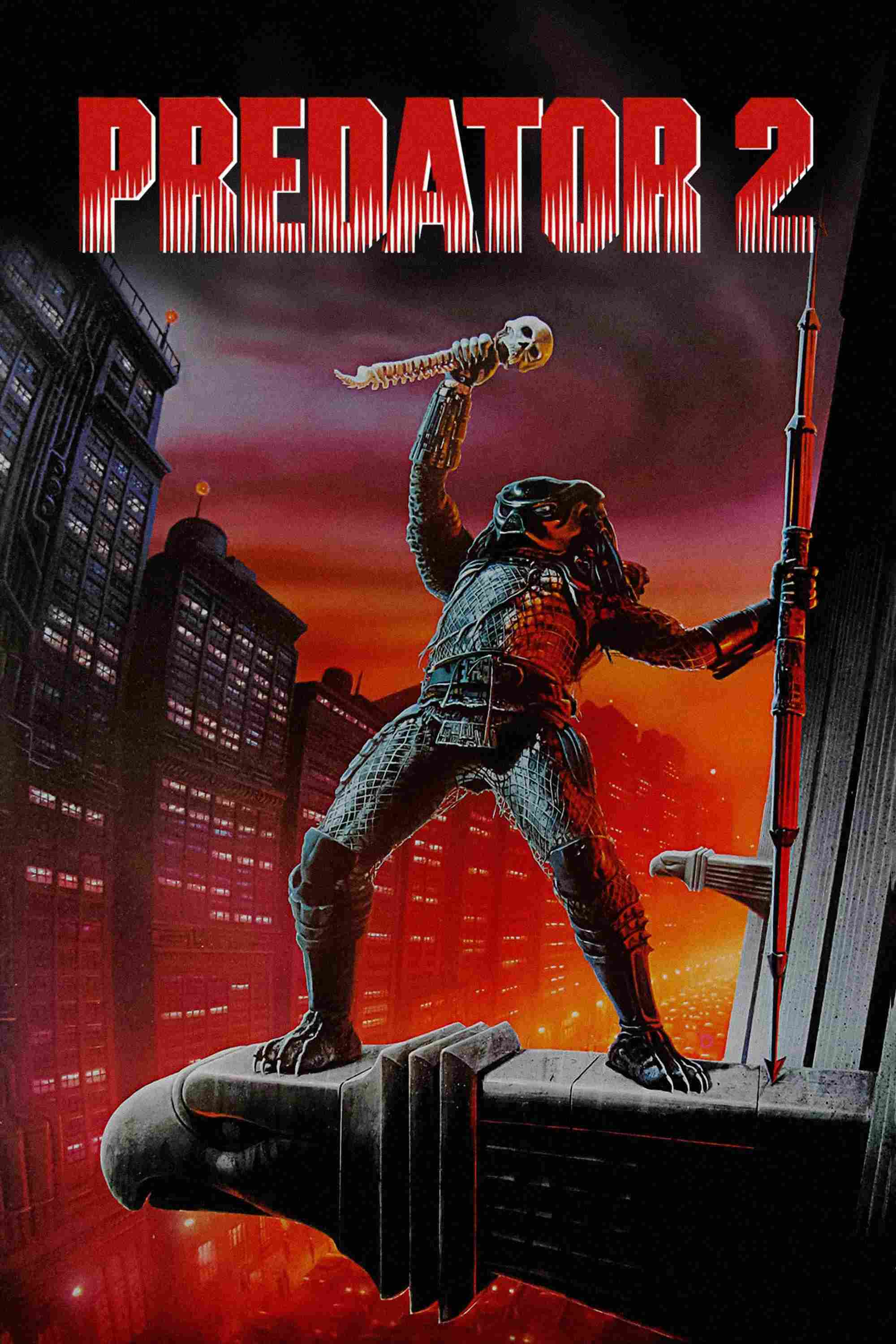 Poster chính thức của phim Phim Viễn Tưởng, Phim Hành Động "Quái Vật Khát Máu 2" (Predator 2 - 1990), với sự tham gia của diễn viên Danny Glover và Gary Busey.