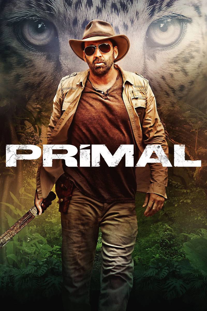 Poster chính thức của phim Phim Hành Động, Phim Phiêu Lưu "Quái Vật Nguyên Sinh" (Primal - 2019), với sự tham gia của diễn viên Nicolas Cage và Famke Janssen.