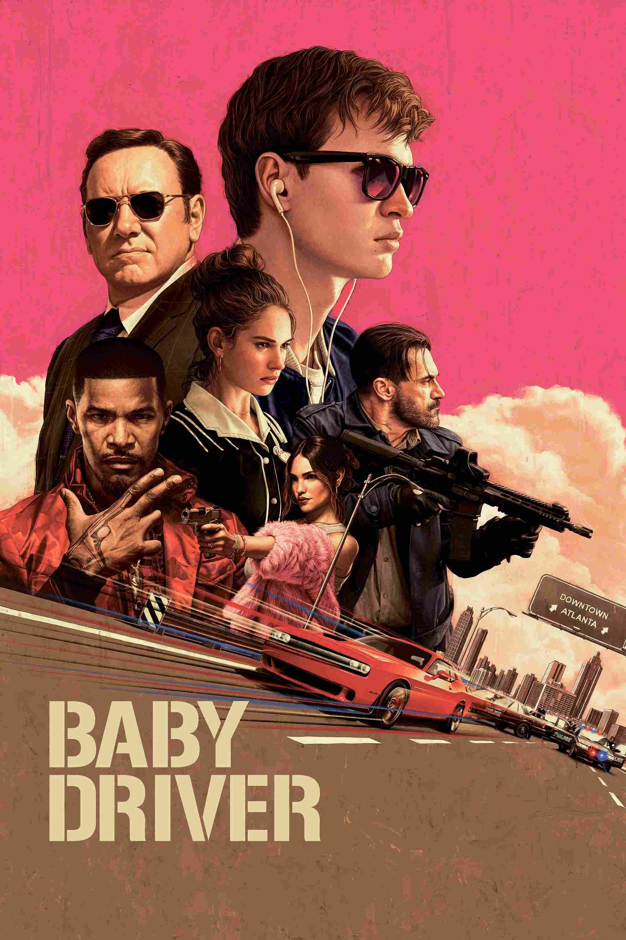 Poster chính thức của phim Phim Hành Động, Phim Hình Sự "Quái Xế Baby" (Baby Driver - 2017), với sự tham gia của diễn viên Ansel Elgort và Kevin Spacey.
