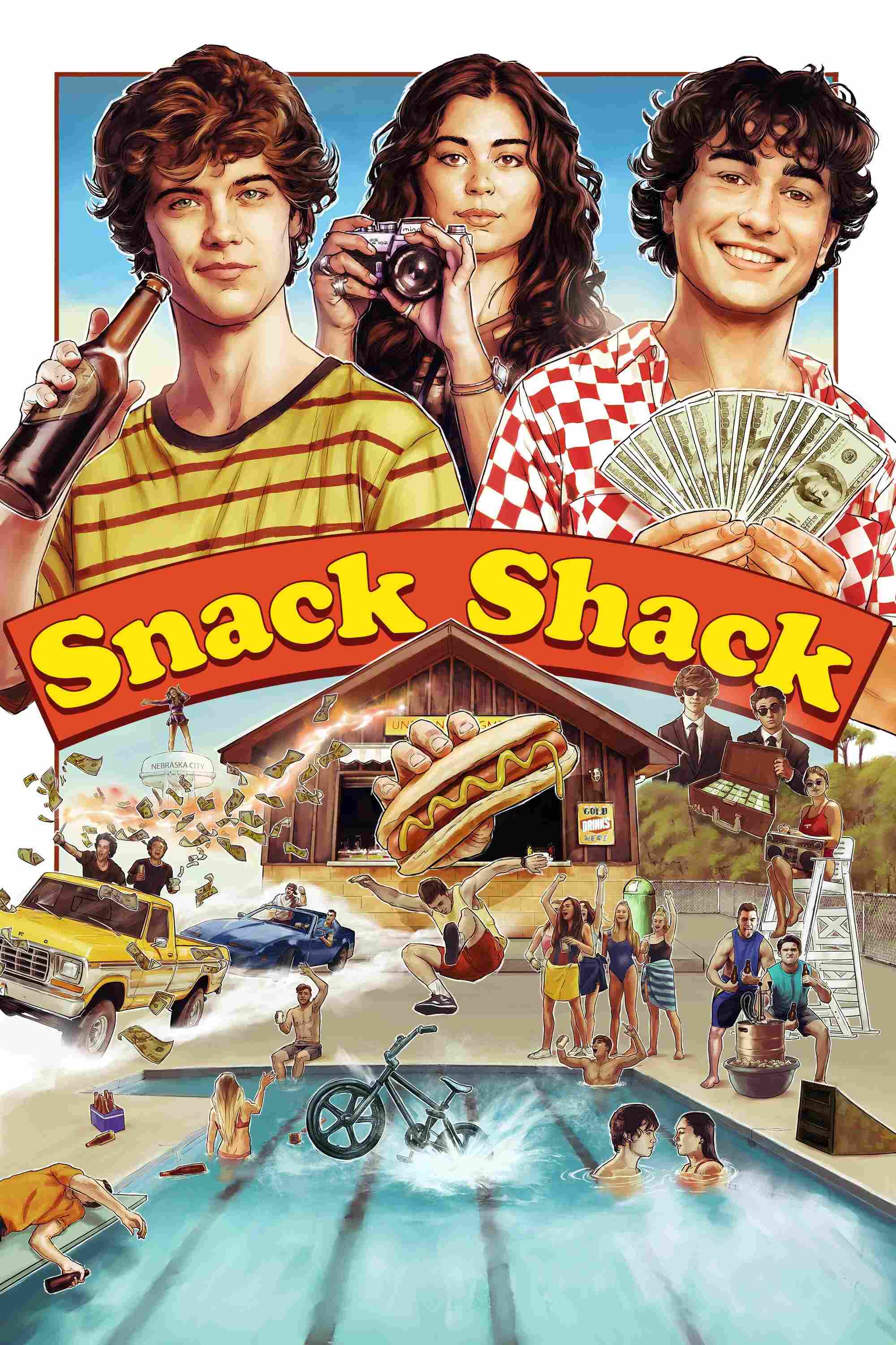 Poster chính thức của phim Phim Hài "Quầy Quà Vật Mùa Hè" (Snack Shack - 2024), với sự tham gia của diễn viên Conor Sherry và Gabriel LaBelle.