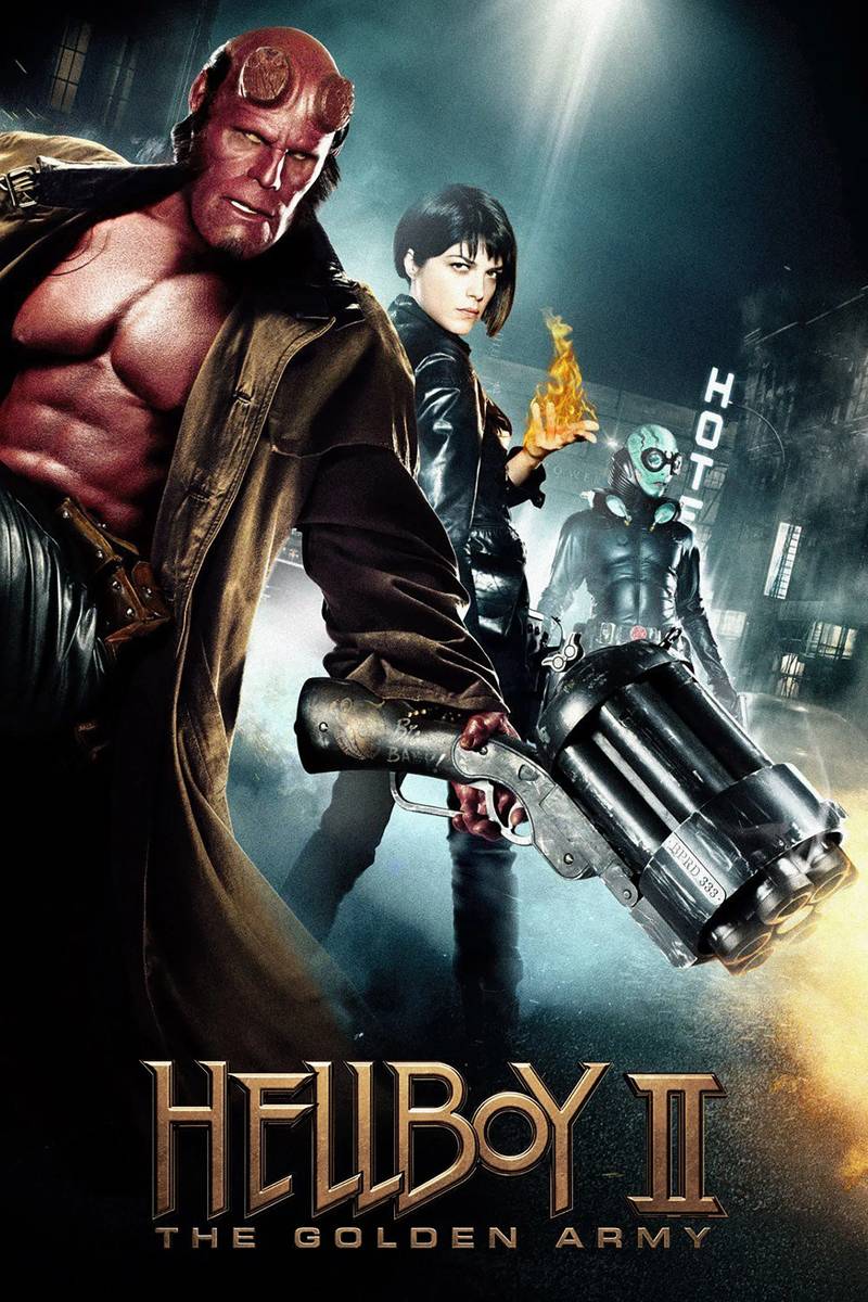 Poster chính thức của phim Phim Giả Tượng, Phim Hành Động "Quỷ Đỏ 2: Binh Đoàn Địa Ngục" (Hellboy II: The Golden Army - 2008), với sự tham gia của diễn viên Ron Perlman và Selma Blair.