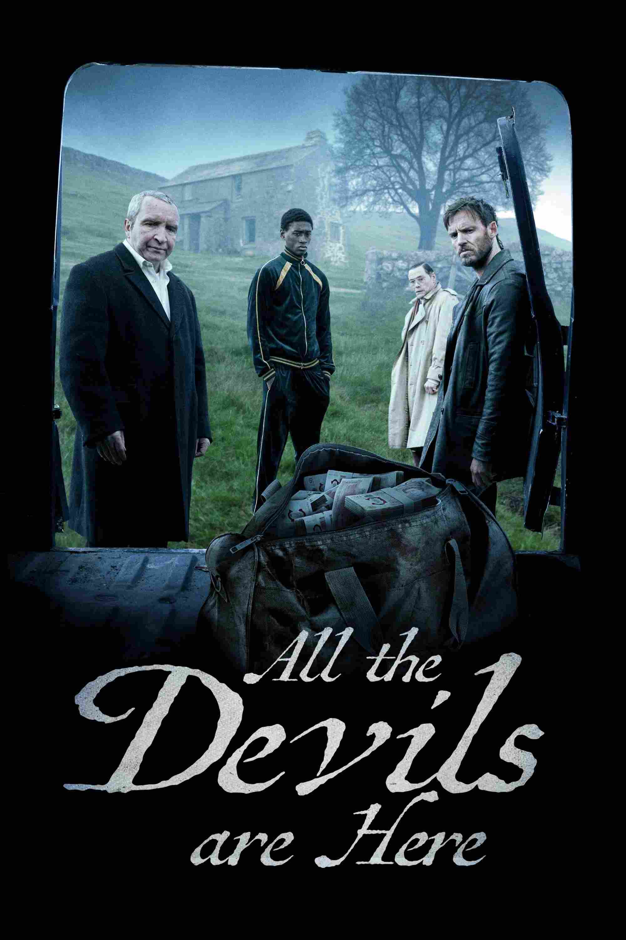 Poster chính thức của phim Phim Giật Gân, Phim Hình Sự "Quỷ Dữ Ẩn Mình" (All the Devils Are Here - 2025), với sự tham gia của diễn viên Eddie Marsan và Sam Claflin.