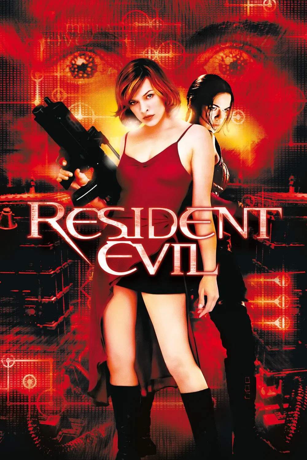 Poster chính thức của phim Phim Kinh Dị, Phim Hành Động "Quỷ Dữ Trỗi Dậy" (Resident Evil - 2002), với sự tham gia của diễn viên Milla Jovovich và Michelle Rodriguez.