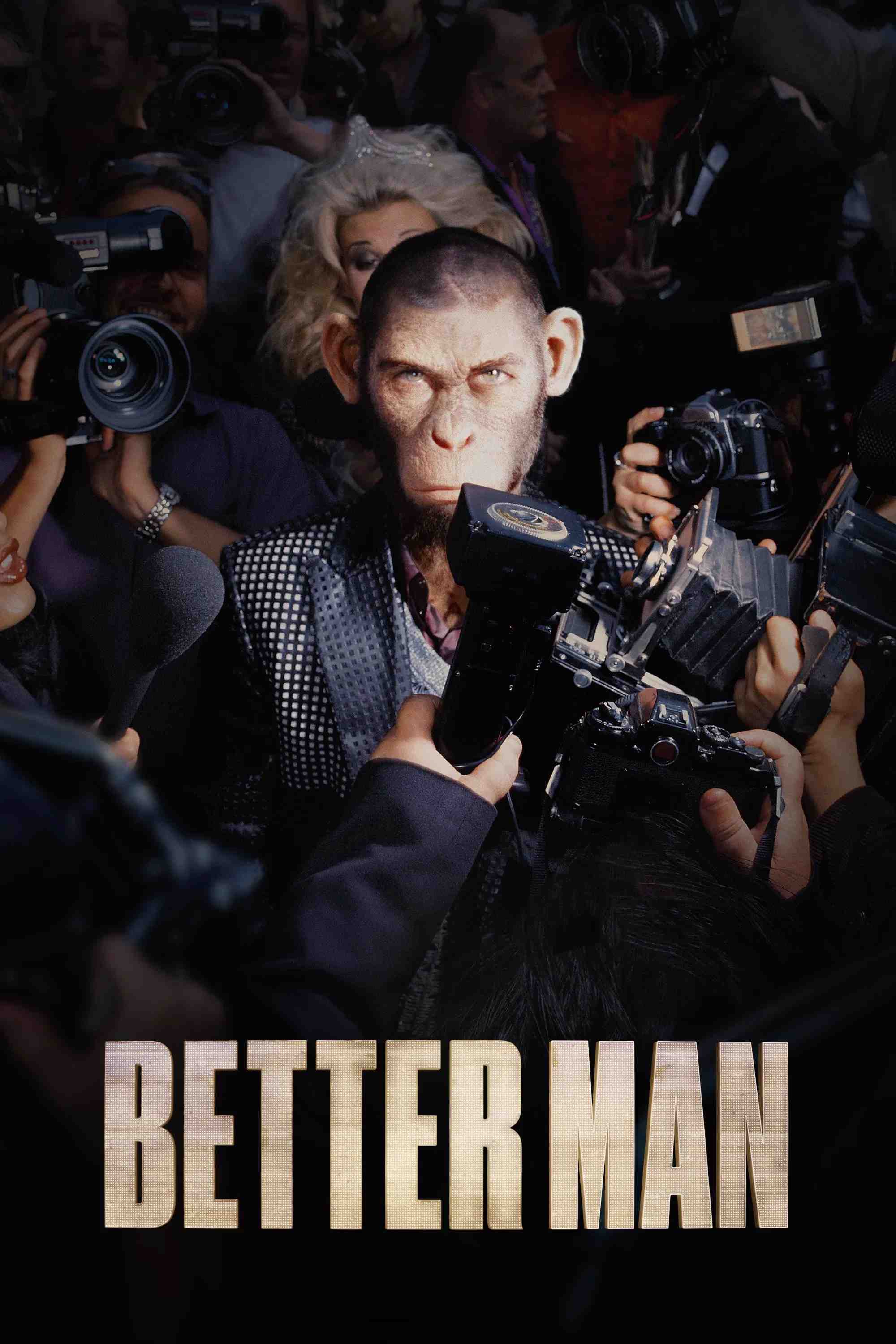 Poster chính thức của phim Phim Ca Nhạc, Phim Tâm Lý "Quý Ông Hoàn Hảo" (Better Man - 2024), với sự tham gia của diễn viên Robbie Williams và Jonno Davies.