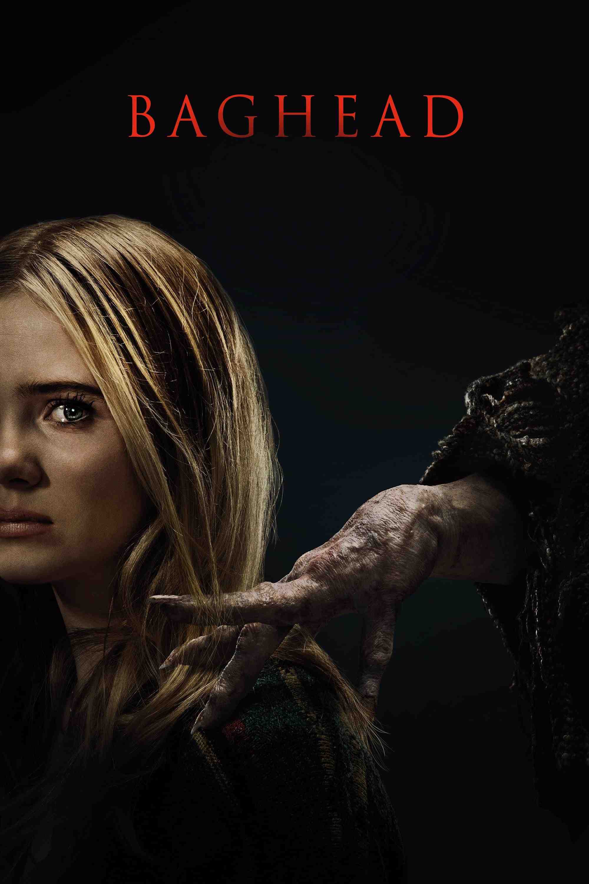 Poster chính thức của phim Phim Kinh Dị "Quỷ Thay Đầu" (Baghead - 2023), với sự tham gia của diễn viên Freya Allan và Jeremy Irvine.
