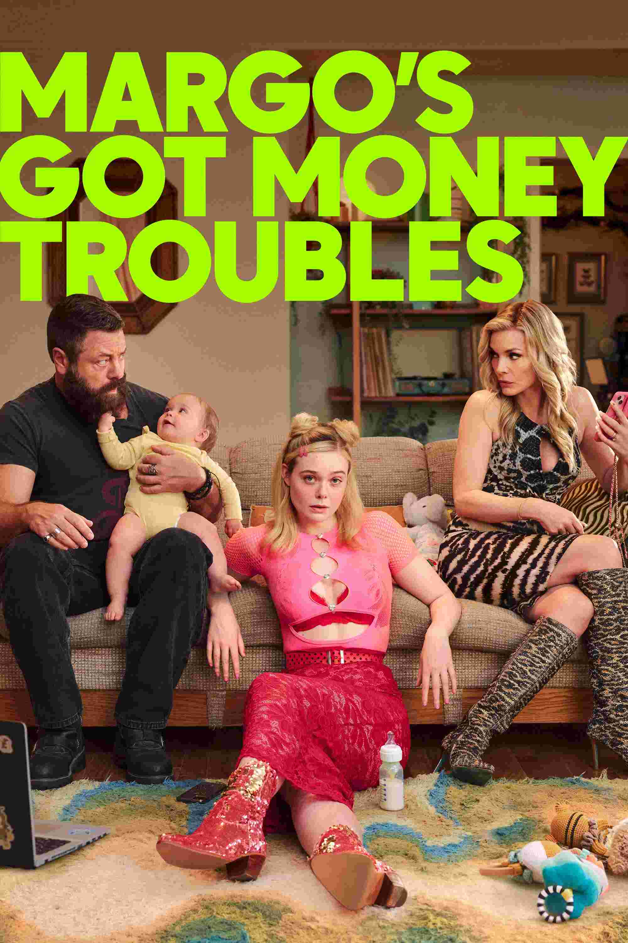 Poster chính thức của phim Phim Tâm Lý, Phim Hài "Rắc Rối Tiền Bạc Của Margo" (Margo's Got Money Troubles - 2026), với sự tham gia của diễn viên Elle Fanning và Michelle Pfeiffer.