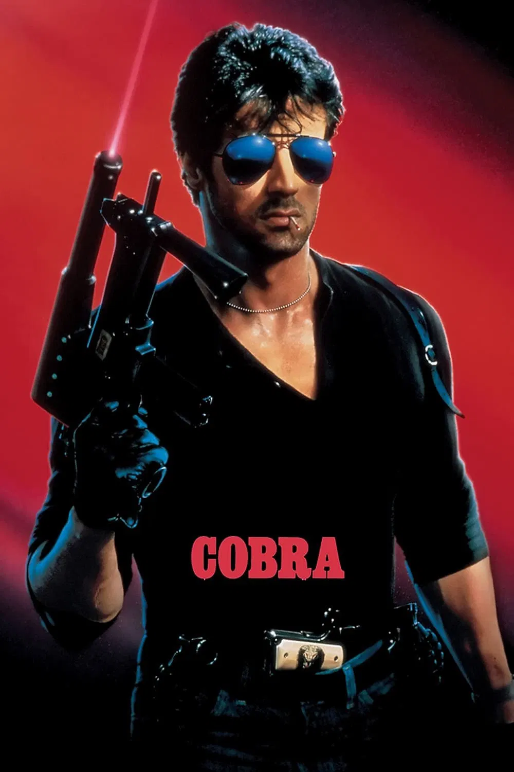 Poster chính thức của phim Phim Hành Động, Phim Hình Sự "Rắn Hổ Mang" (Cobra - 1986), với sự tham gia của diễn viên Sylvester Stallone và Brigitte Nielsen.