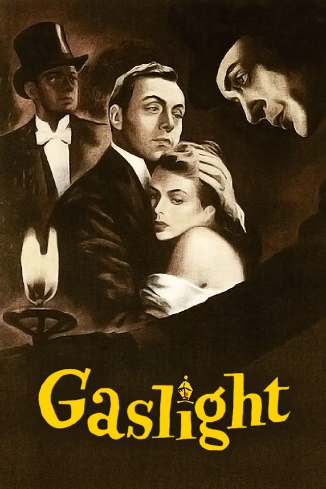 Poster chính thức của phim Phim Giật Gân, Phim Tâm Lý "Ràng Buộc" (Gaslight - 1944), với sự tham gia của diễn viên Charles Boyer và Ingrid Bergman.