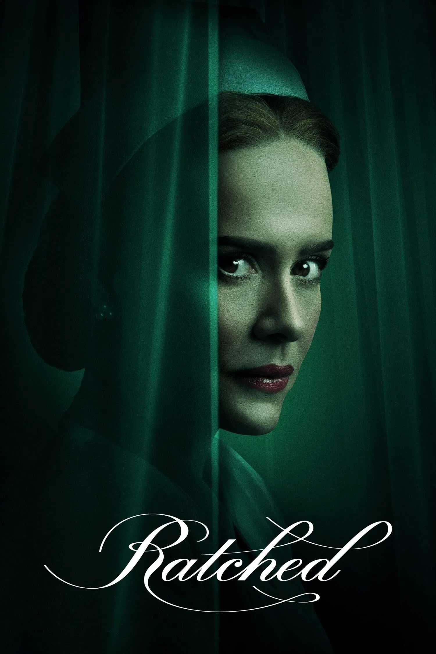 Poster chính thức của phim Phim Bí Ẩn, Phim Tâm Lý "Ratched" (Ratched - 2020), với sự tham gia của diễn viên Sarah Paulson và Finn Wittrock.