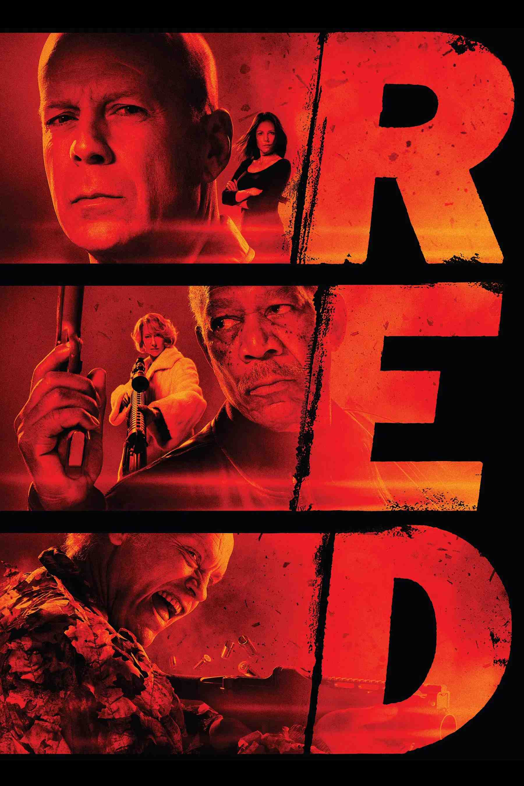 Poster chính thức của phim Phim Hành Động, Phim Phiêu Lưu "RED" (RED - 2010), với sự tham gia của diễn viên Bruce Willis và John Malkovich.