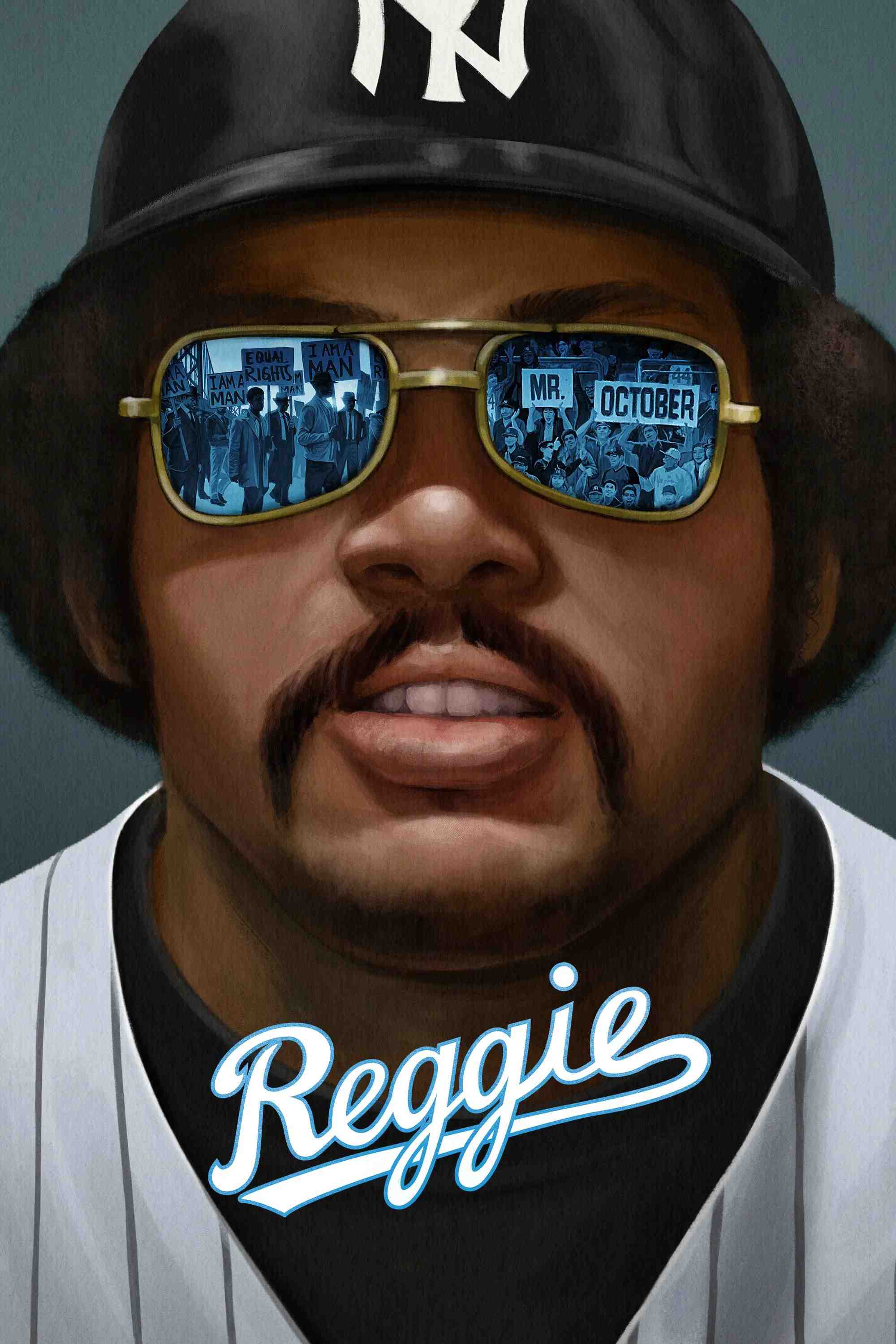 Poster chính thức của phim Phim Tài Liệu "Reggie" (Reggie - 2023), với sự tham gia của diễn viên Reggie Jackson và Julius Erving.