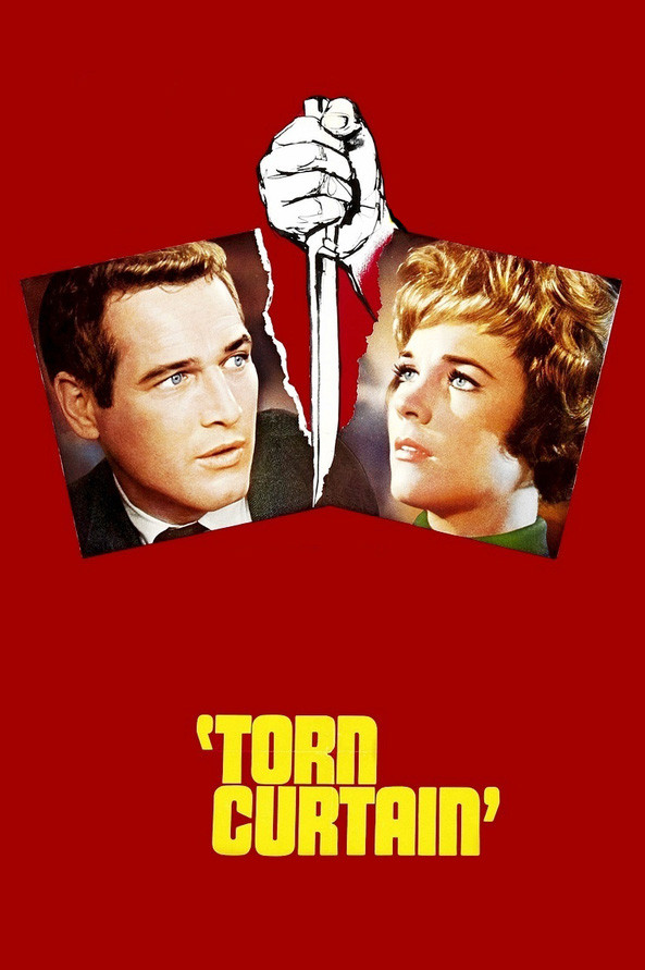 Poster chính thức của phim Phim Giật Gân "Rèm rách" (Torn Curtain - 1966), với sự tham gia của diễn viên Paul Newman và Julie Andrews.