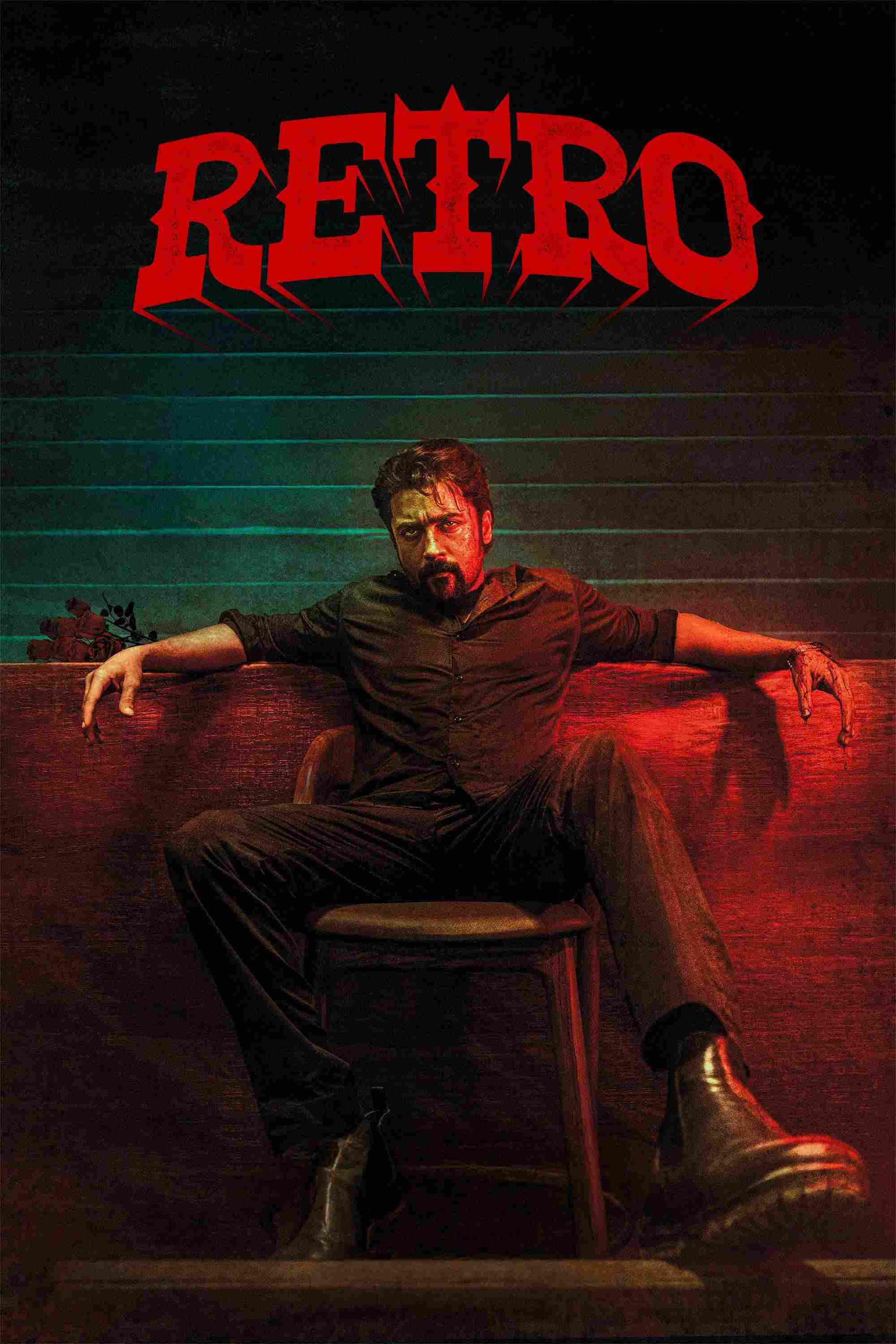 Poster chính thức của phim Phim Tình Cảm, Phim Hành Động "Retro" (Retro - 2025), với sự tham gia của diễn viên Suriya và Pooja Hegde.