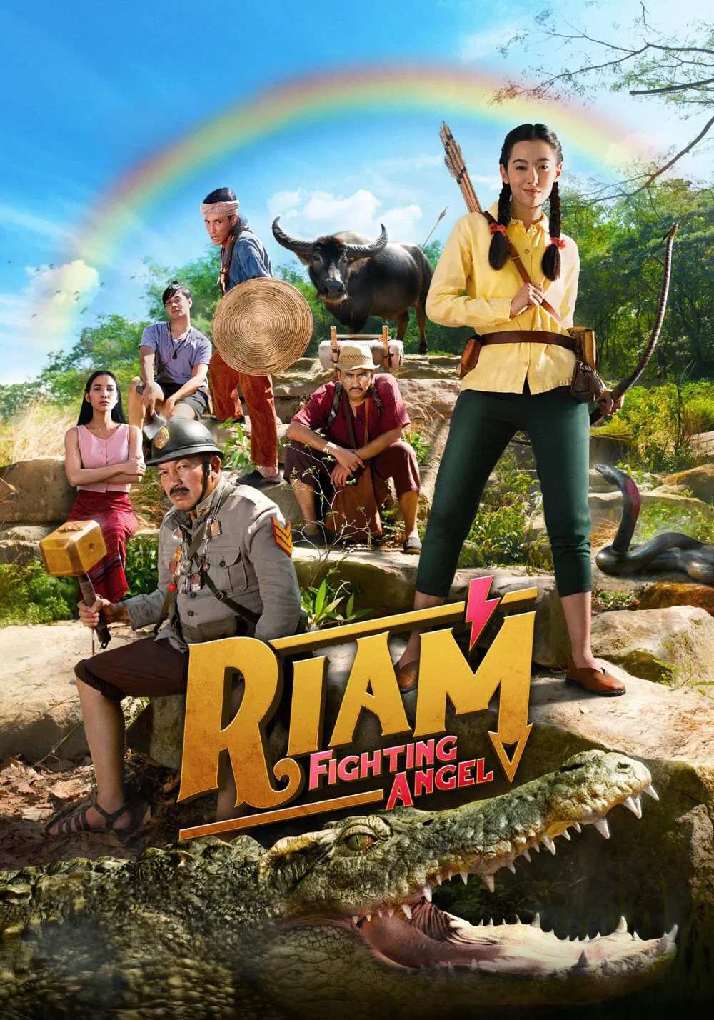 Poster chính thức của phim Phim Hành Động, Phim Hài "Riam: Nữ Quái Nổi Loạn" (Riam Fighting Angel - 2020), với sự tham gia của diễn viên Ranee Campen và Napapa Tantrakul.