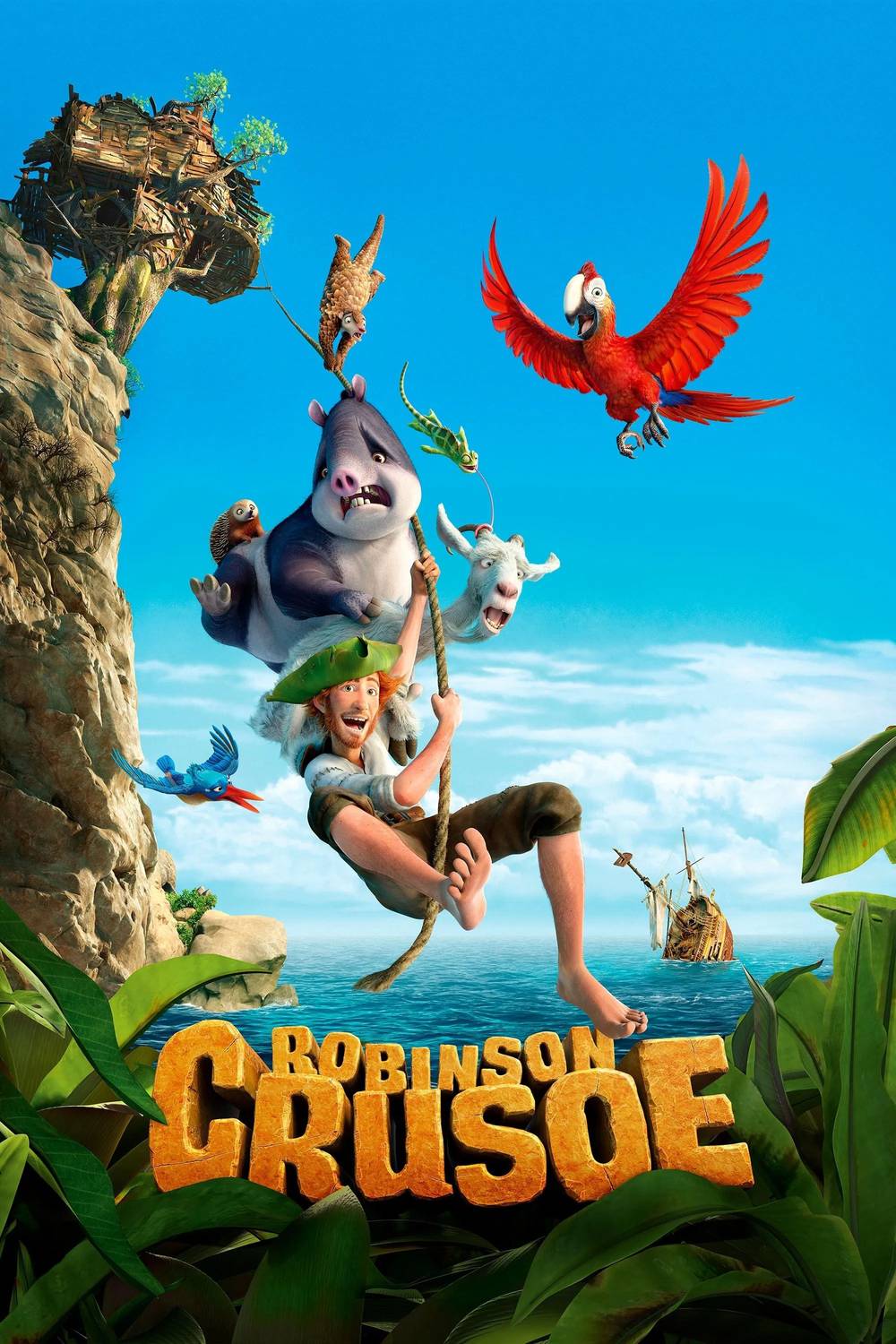 Poster chính thức của phim Phim Hoạt Hình, Phim Phiêu Lưu "Robinson Lạc Trên Hoang Đảo" (Robinson Crusoe - 2016), với sự tham gia của diễn viên Ilka Bessin và Dieter Hallervorden.