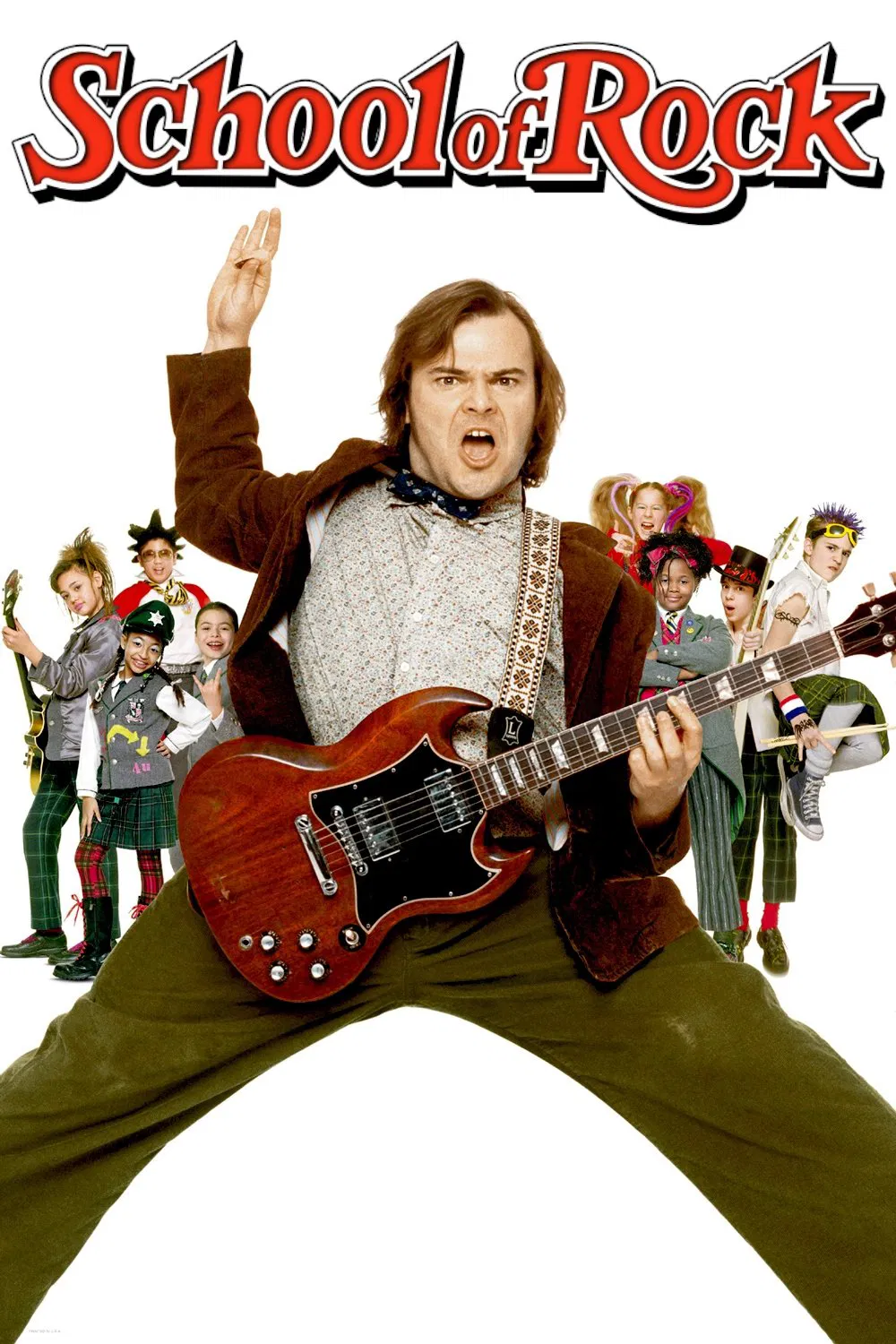 Poster chính thức của phim Phim Hài, Phim Ca Nhạc "Rock Học Trò" (School of Rock - 2003), với sự tham gia của diễn viên Jack Black và Joan Cusack.