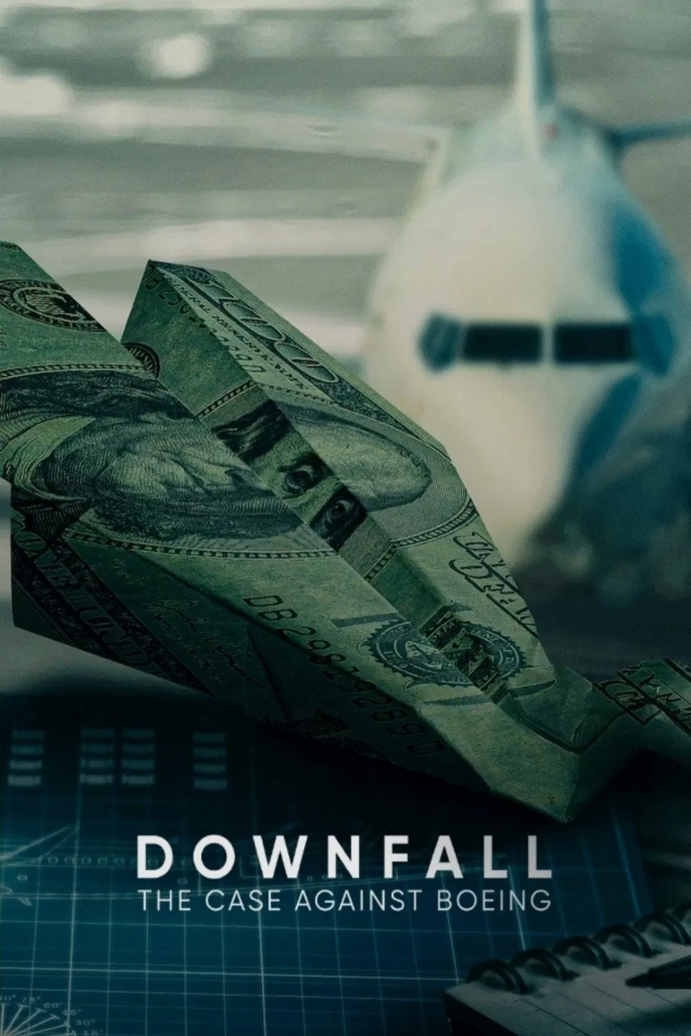 Poster chính thức của phim Phim Tài Liệu "Rơi Tự Do: Vụ Điều Tra Boeing" (Downfall: The Case Against Boeing - 2022), với sự tham gia của diễn viên John Fantasia và Elaine Chao.