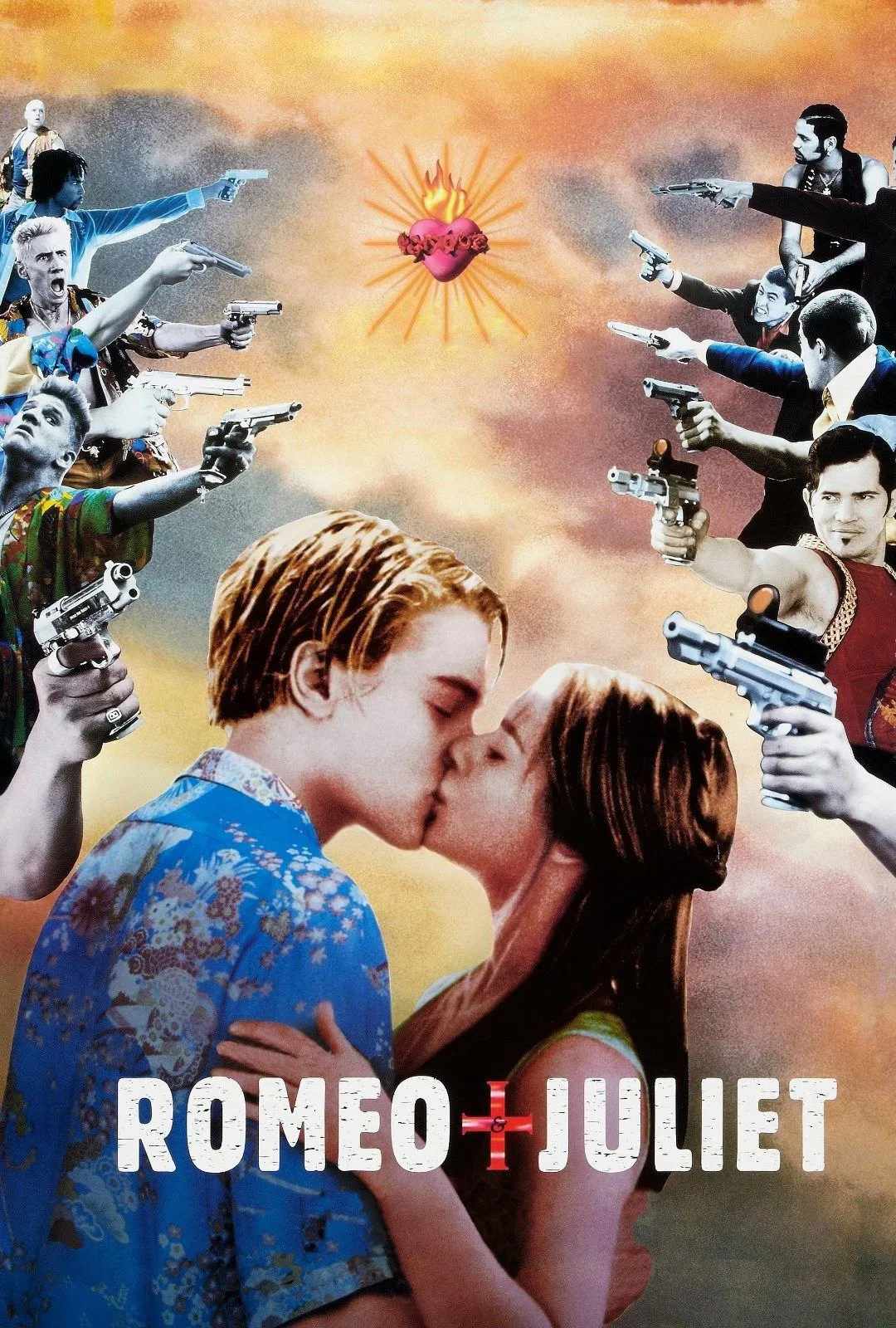 Poster chính thức của phim Phim Tâm Lý, Phim Tình Cảm "Romeo + Juliet" (Romeo + Juliet - 1996), với sự tham gia của diễn viên Leonardo DiCaprio và Claire Danes.