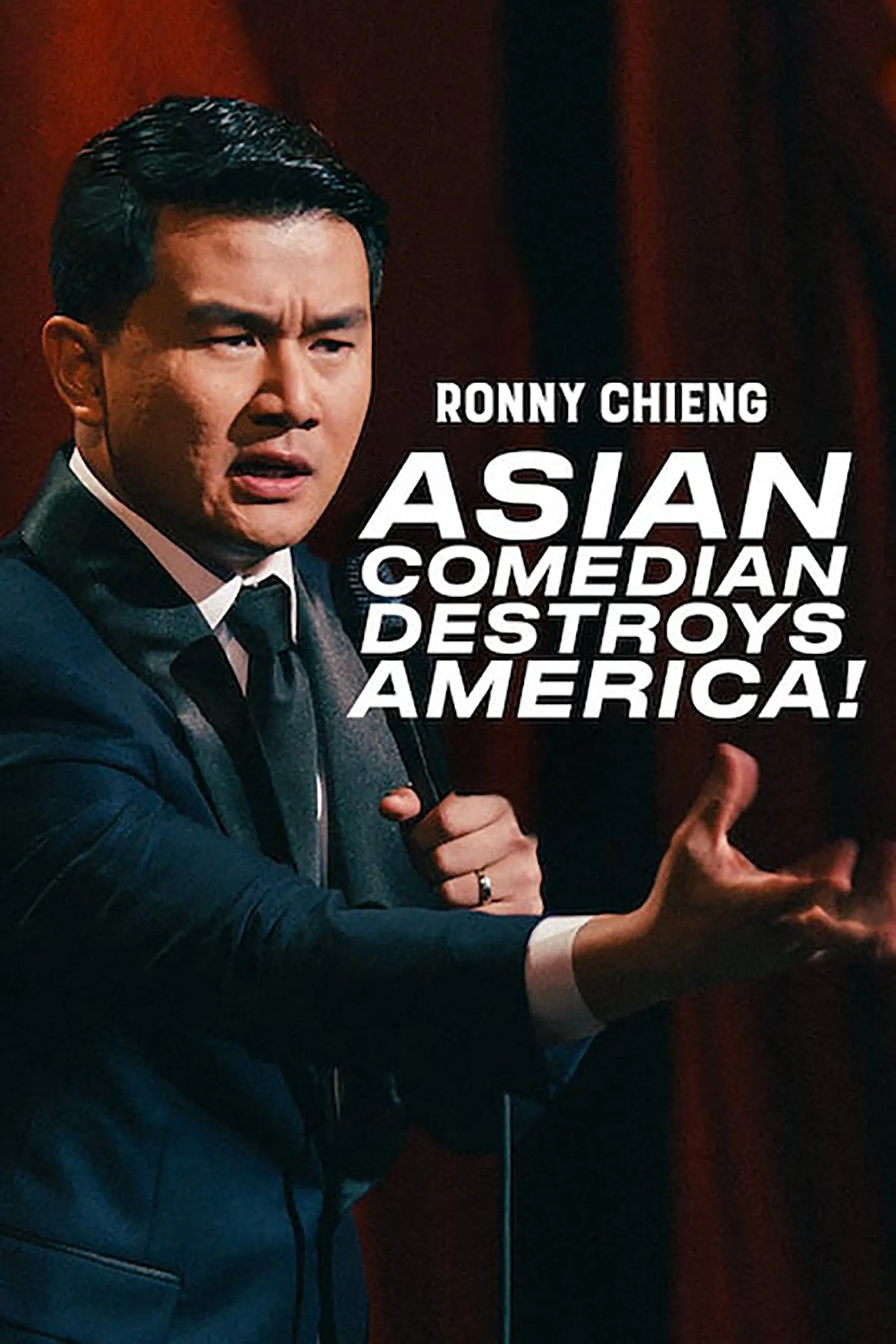 Poster chính thức của phim Phim Hài "Ronny Chieng: Asian Comedian Destroys America!" (Ronny Chieng: Asian Comedian Destroys America! - 2019), với sự tham gia của diễn viên Ronny Chieng.