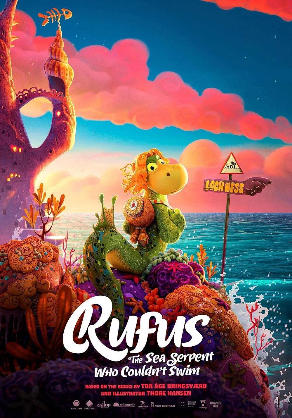 Poster chính thức của phim Phim Hoạt Hình, Phim Gia Đình "Rufus: Thủy Quái Học Bơi" (Rufus: The Sea Serpent Who Couldn't Swim - 2025), với sự tham gia của diễn viên Mudit Gupta và Janne Formoe.