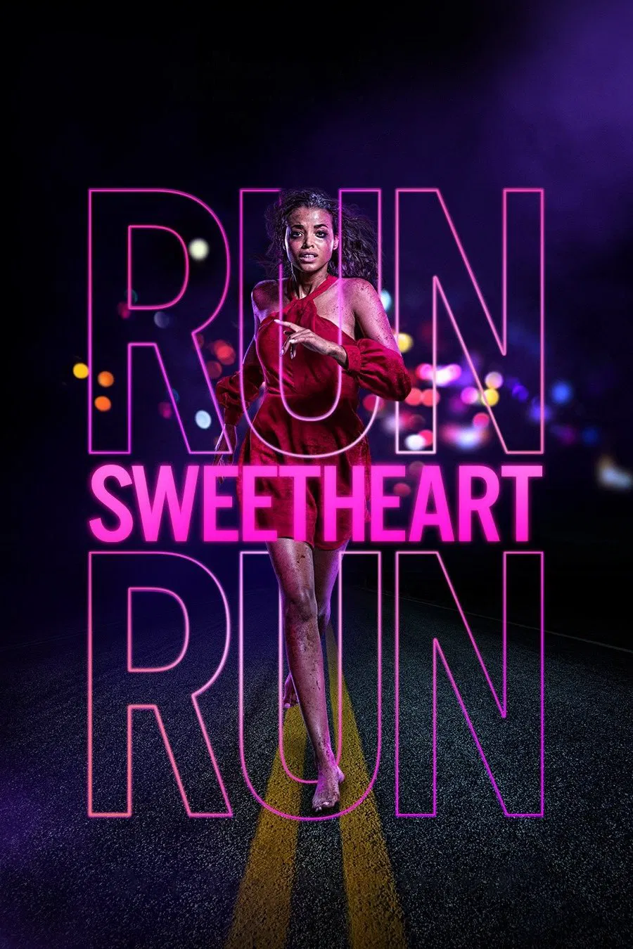 Poster chính thức của phim Phim Kinh Dị, Phim Giật Gân "Run Sweetheart Run" (Run Sweetheart Run - 2020), với sự tham gia của diễn viên Ella Balinska và Pilou Asbæk.