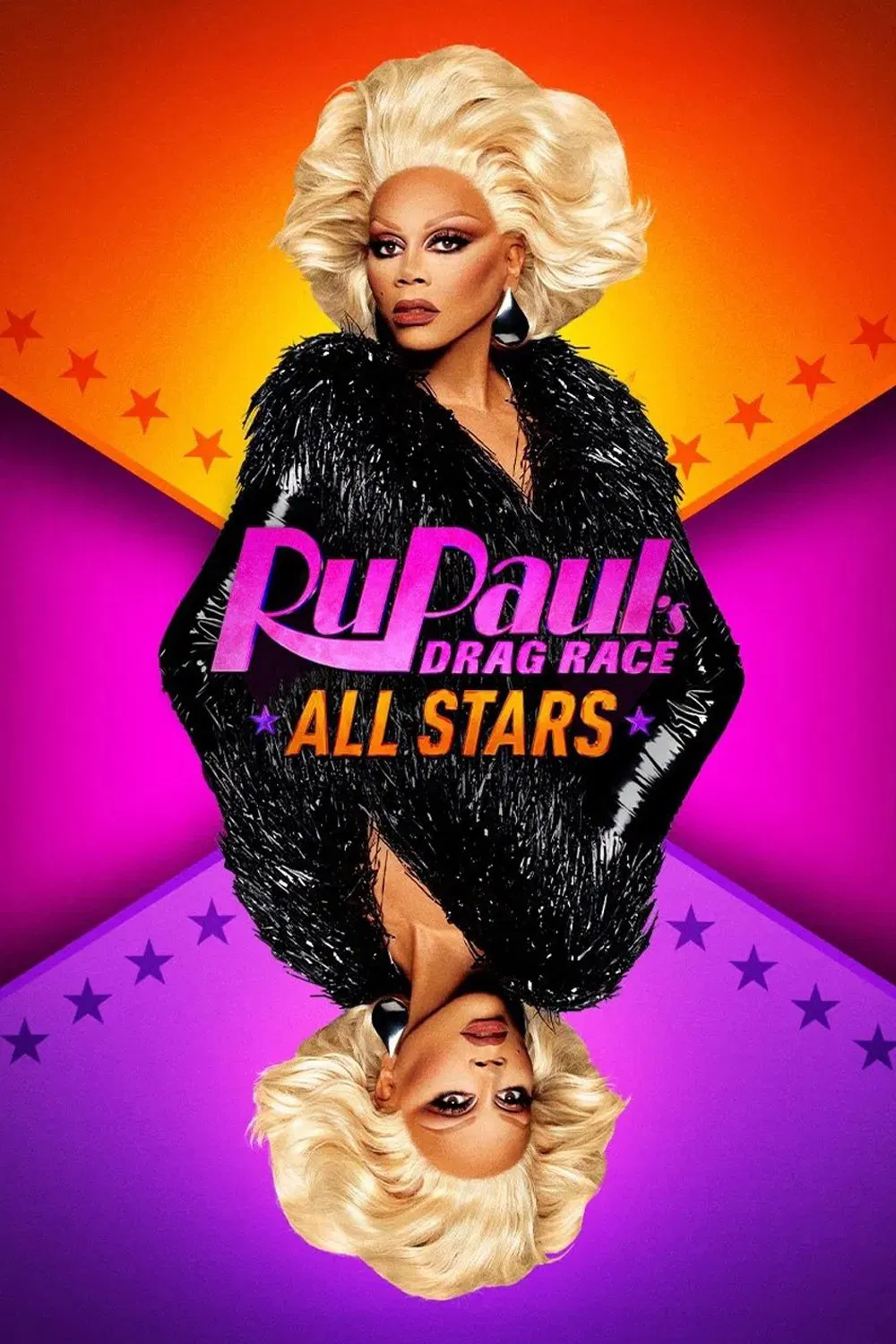 Poster chính thức của phim Truyền Hình Thực Tế "RuPaul's Drag Race: Minh Tinh hội tụ (Phần 5)" (RuPaul's Drag Race All Stars - 2012), với sự tham gia của diễn viên RuPaul và Michelle Visage.