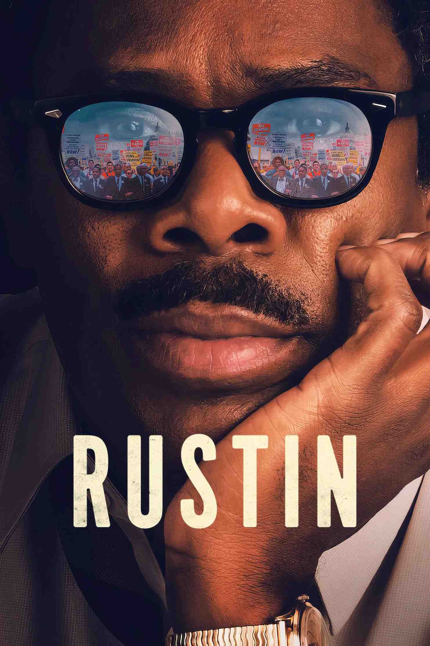 Poster chính thức của phim Phim Tâm Lý, Phim Lịch Sử "Rustin" (Rustin - 2023), với sự tham gia của diễn viên Colman Domingo và Aml Ameen.