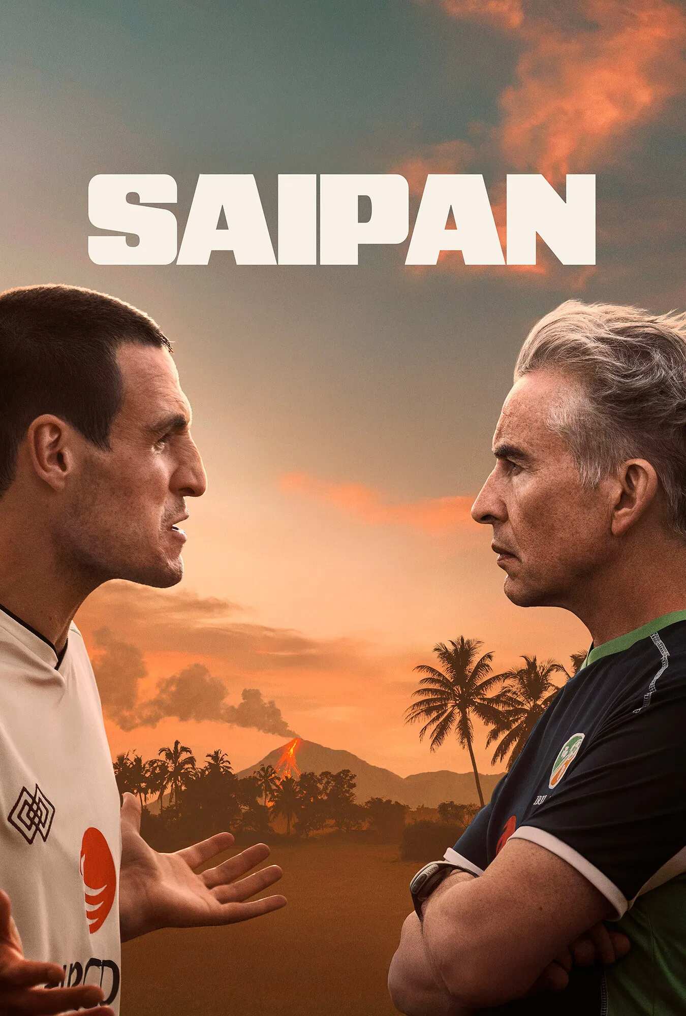 Poster chính thức của phim Phim Tâm Lý, Phim Lịch Sử "Saipan" (Saipan - 2025), với sự tham gia của diễn viên Éanna Hardwicke và Steve Coogan.