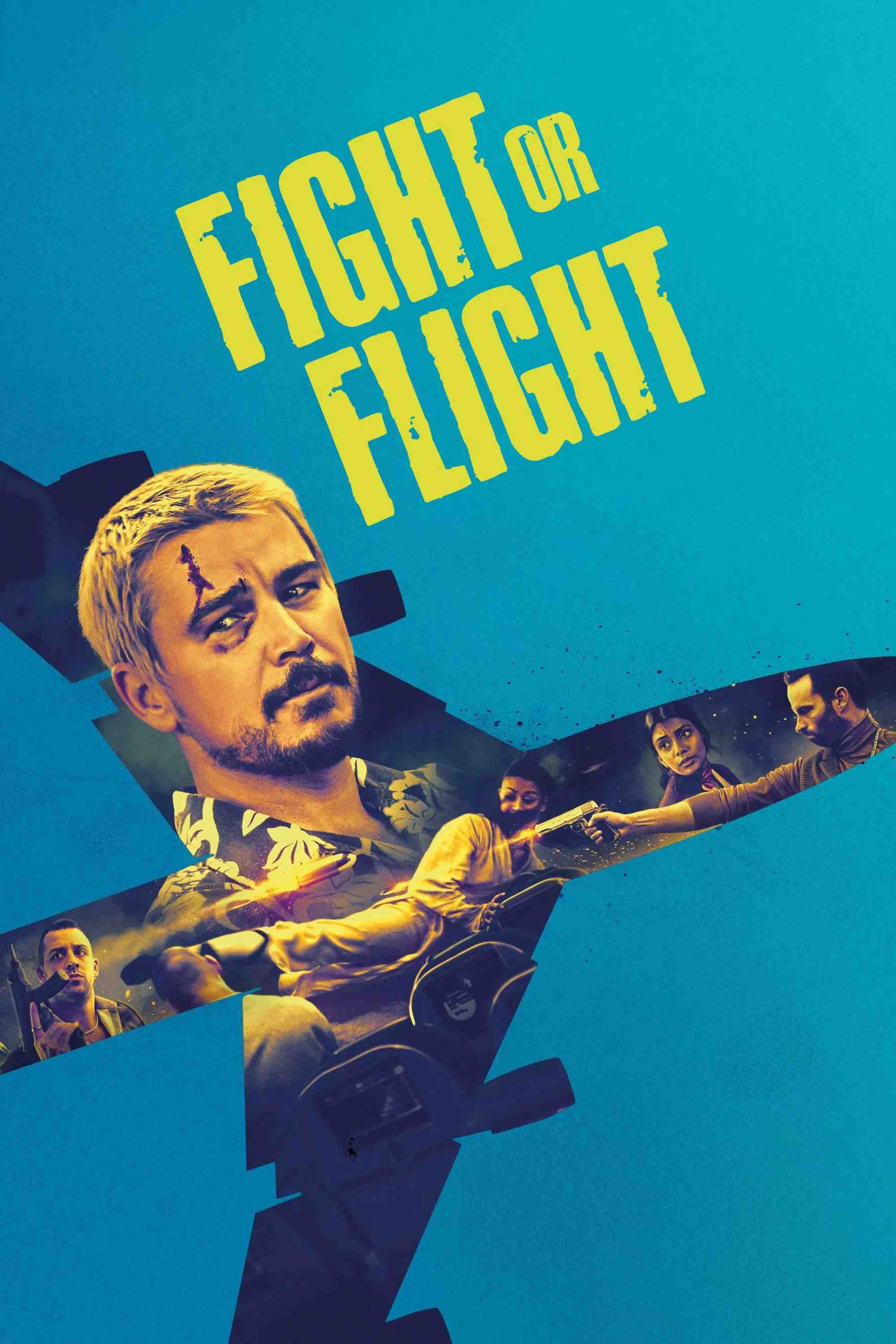 Poster chính thức của phim Phim Hành Động, Phim Hài "Săn Đuổi Trên Không" (Fight or Flight - 2025), với sự tham gia của diễn viên Josh Hartnett và Charithra Chandran.