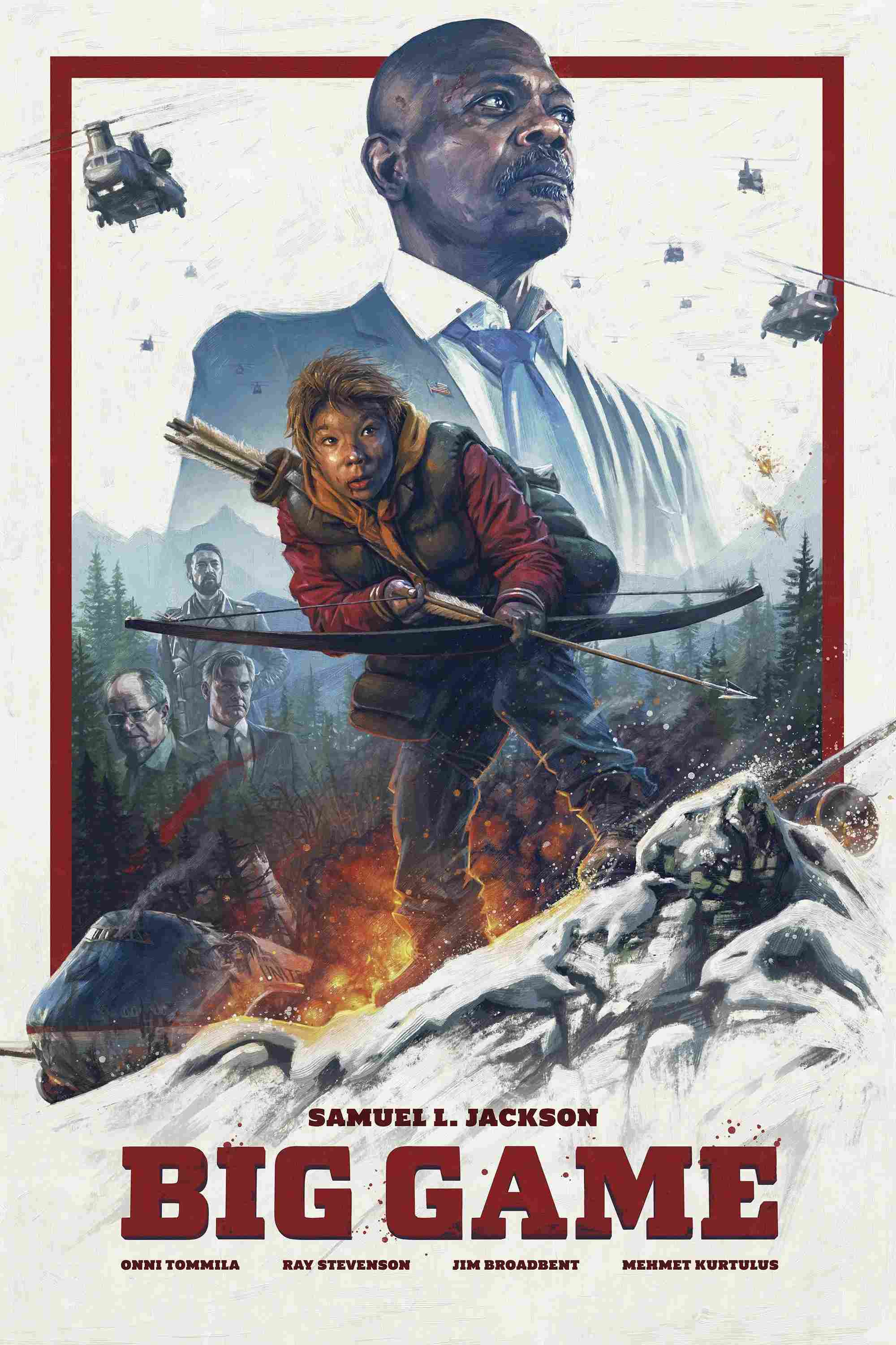 Poster chính thức của phim Phim Hành Động, Phim Phiêu Lưu "Săn Lùng" (Big Game - 2015), với sự tham gia của diễn viên Samuel L. Jackson và Onni Tommila.
