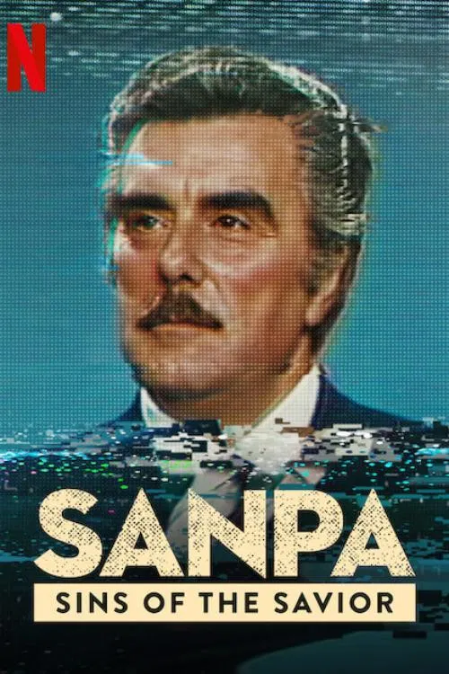 Poster chính thức của phim Phim Tài Liệu "SanPa: Tội Lỗi Của Kẻ Cứu Rỗi" (SanPa: Sins of the Savior - 2020), với sự tham gia của diễn viên Andrea Delogu và Red Ronnie.