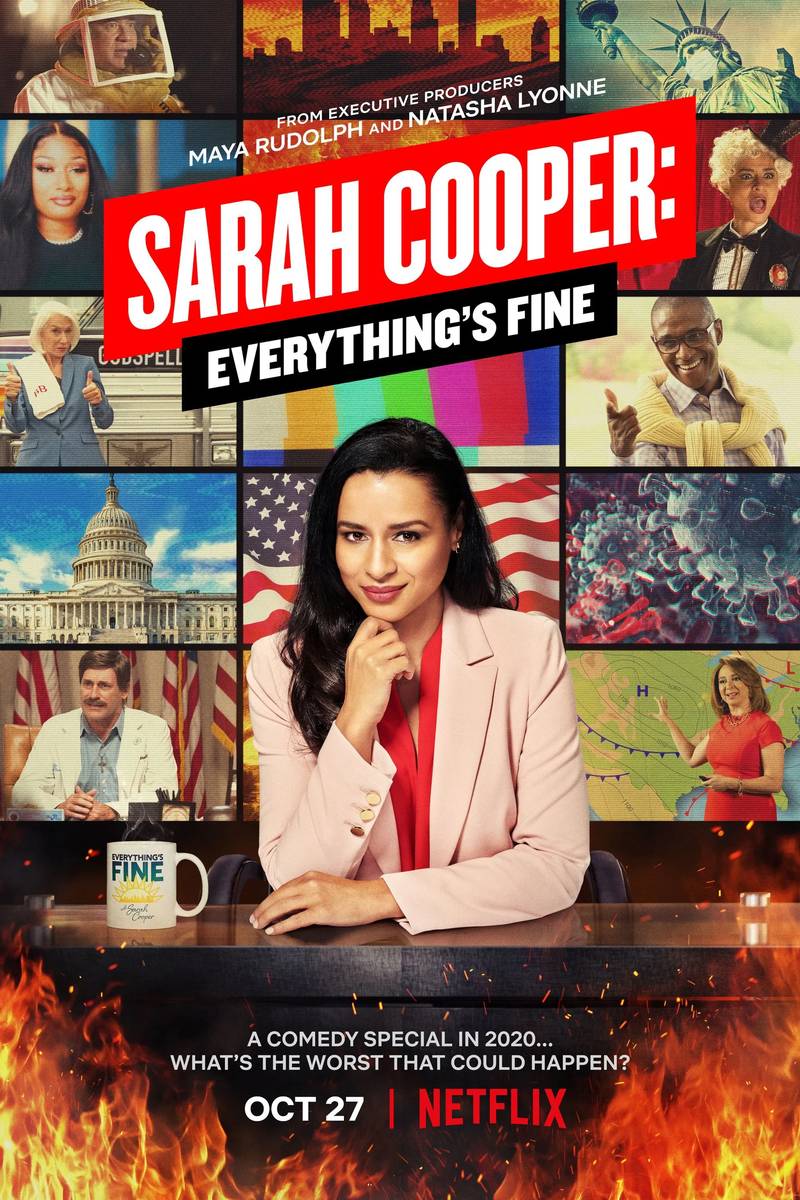 Poster chính thức của phim Phim Hài "Sarah Cooper: Mọi thứ đều ổn" (Sarah Cooper: Everything's Fine - 2020), với sự tham gia của diễn viên Sarah Cooper và Winona Ryder.