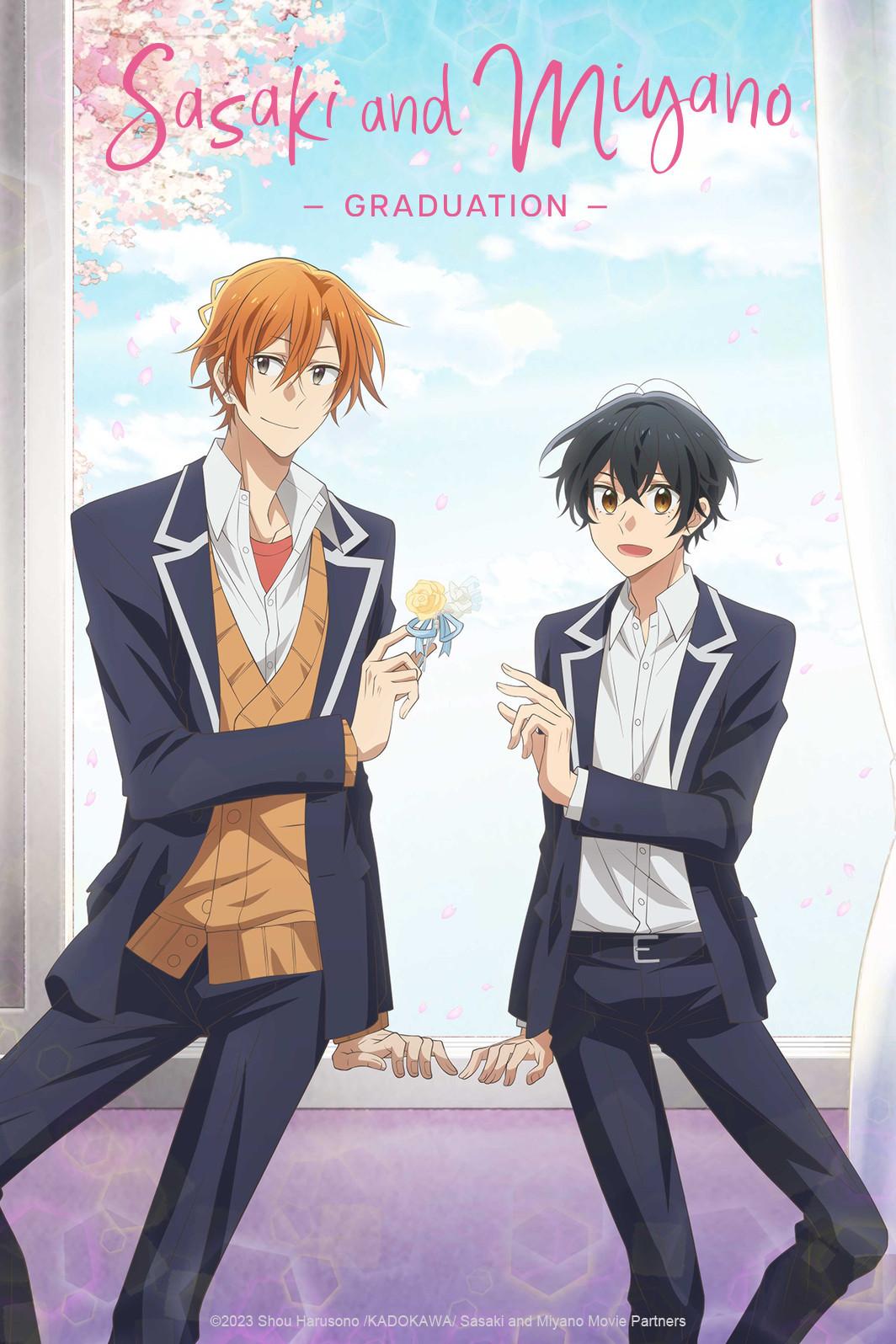 Poster chính thức của phim Phim Hoạt Hình, Phim Tình Cảm "Sasaki Và Miyano: Tốt Nghiệp" (Sasaki and Miyano: Graduation - 2023), với sự tham gia của diễn viên Yusuke Shirai và Soma Saito.