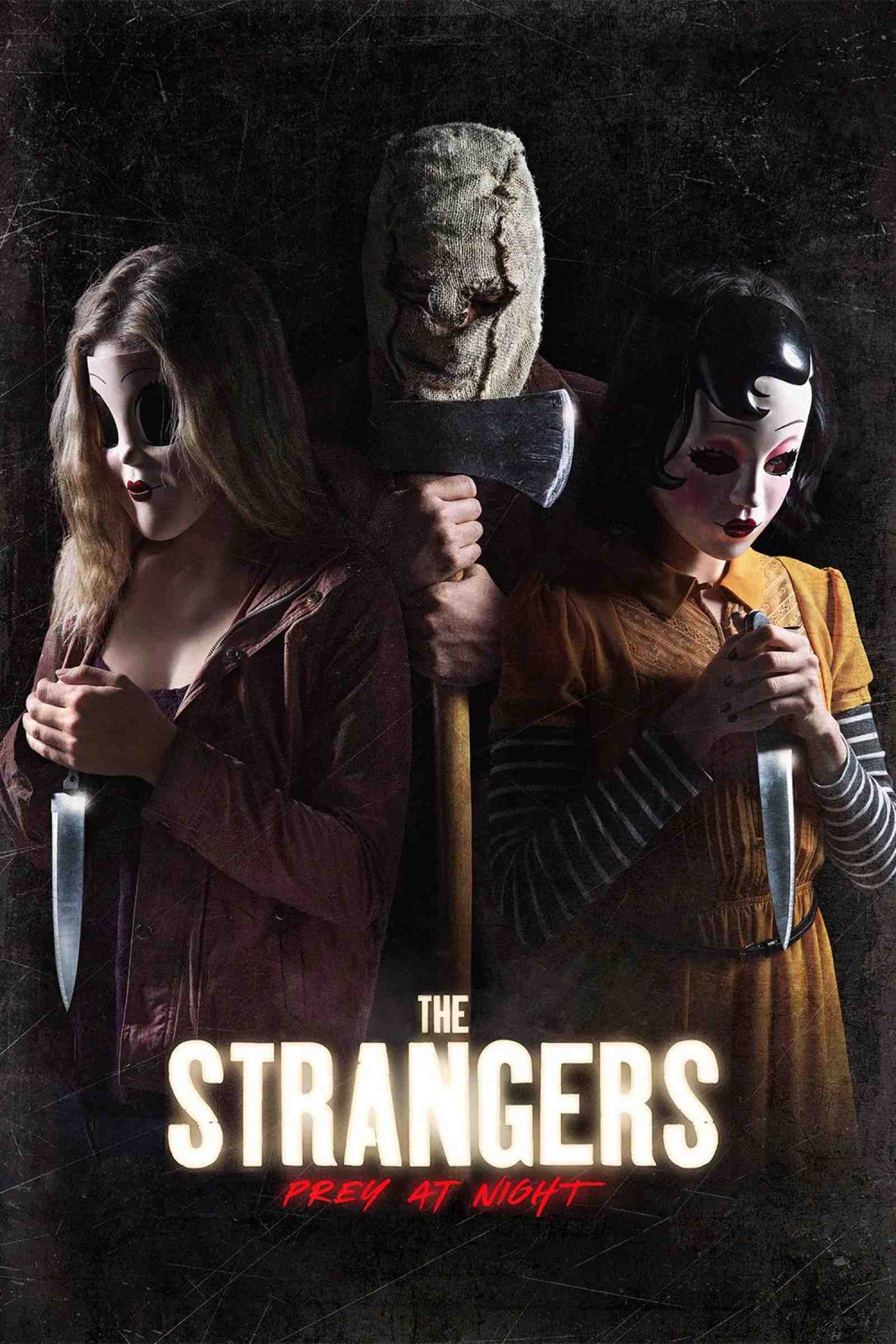 Poster chính thức của phim Phim Kinh Dị, Phim Giật Gân "Sát Nhân Giấu Mặt: Đêm Đẫm Máu" (The Strangers: Prey at Night - 2018), với sự tham gia của diễn viên Bailee Madison và Christina Hendricks.