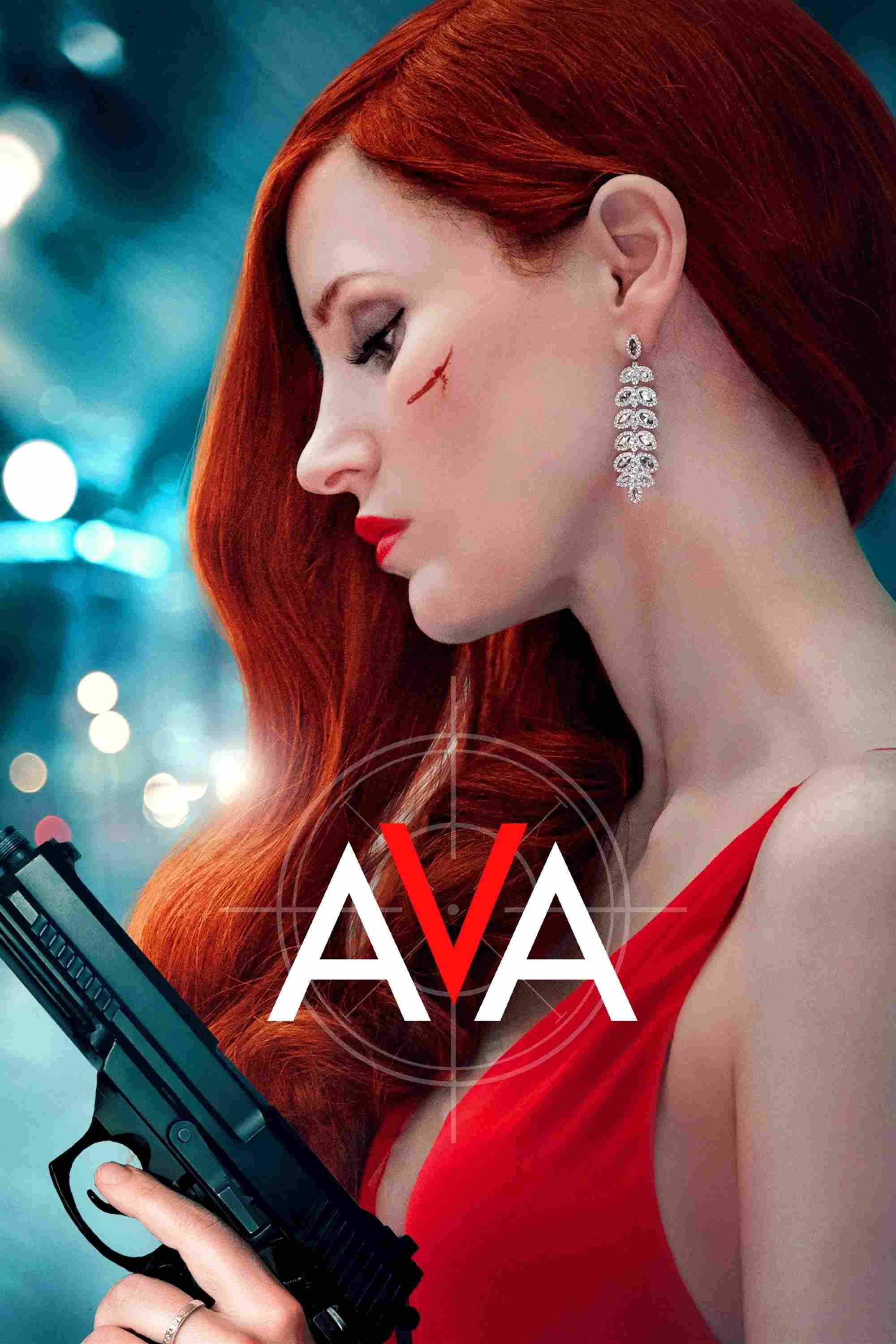 Poster chính thức của phim Phim Hành Động, Phim Giật Gân "Sát Thủ Ava" (Ava - 2020), với sự tham gia của diễn viên Jessica Chastain và John Malkovich.