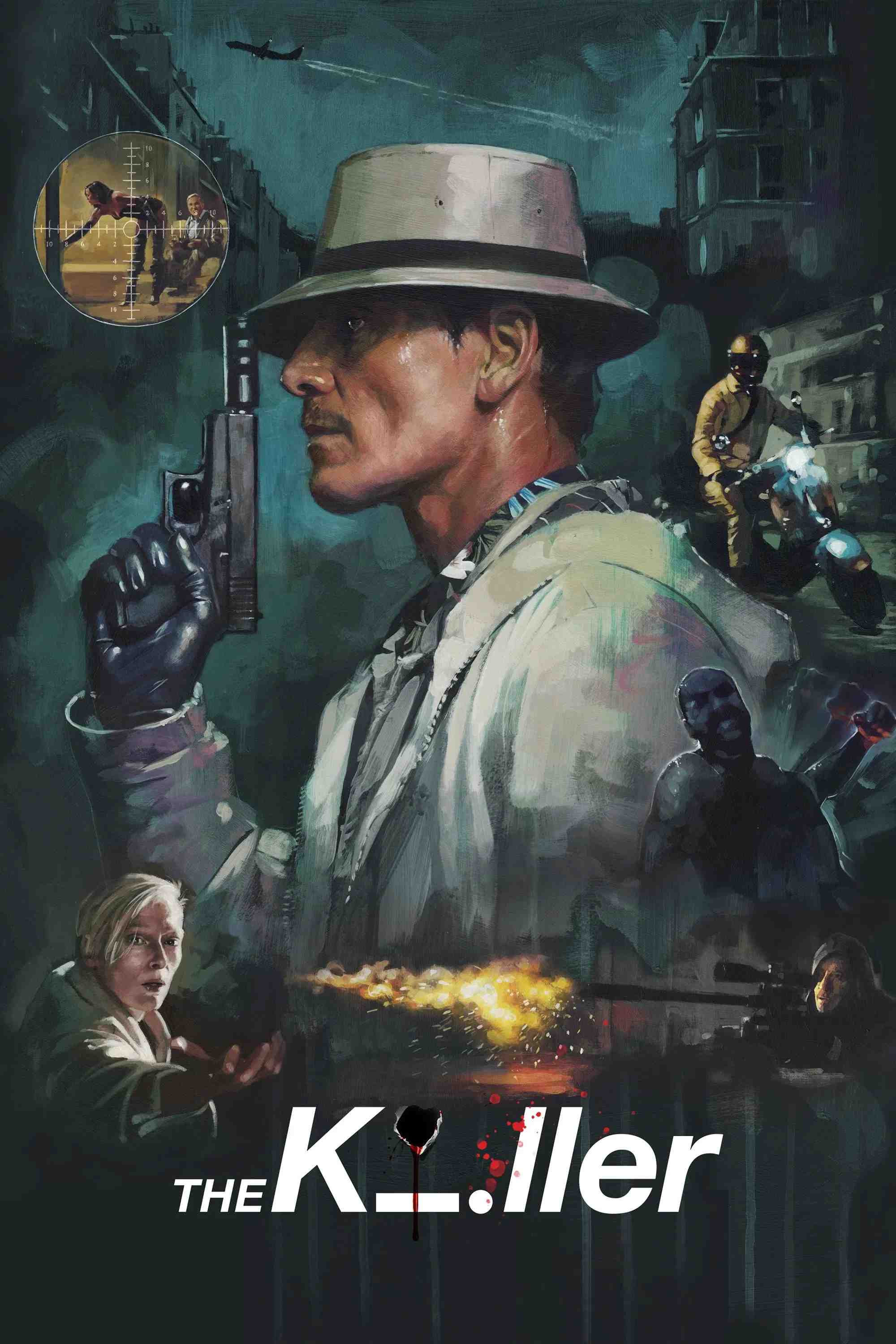 Poster chính thức của phim Phim Hình Sự, Phim Giật Gân "Sát Thủ Báo Thù" (The Killer - 2023), với sự tham gia của diễn viên Michael Fassbender và Tilda Swinton.