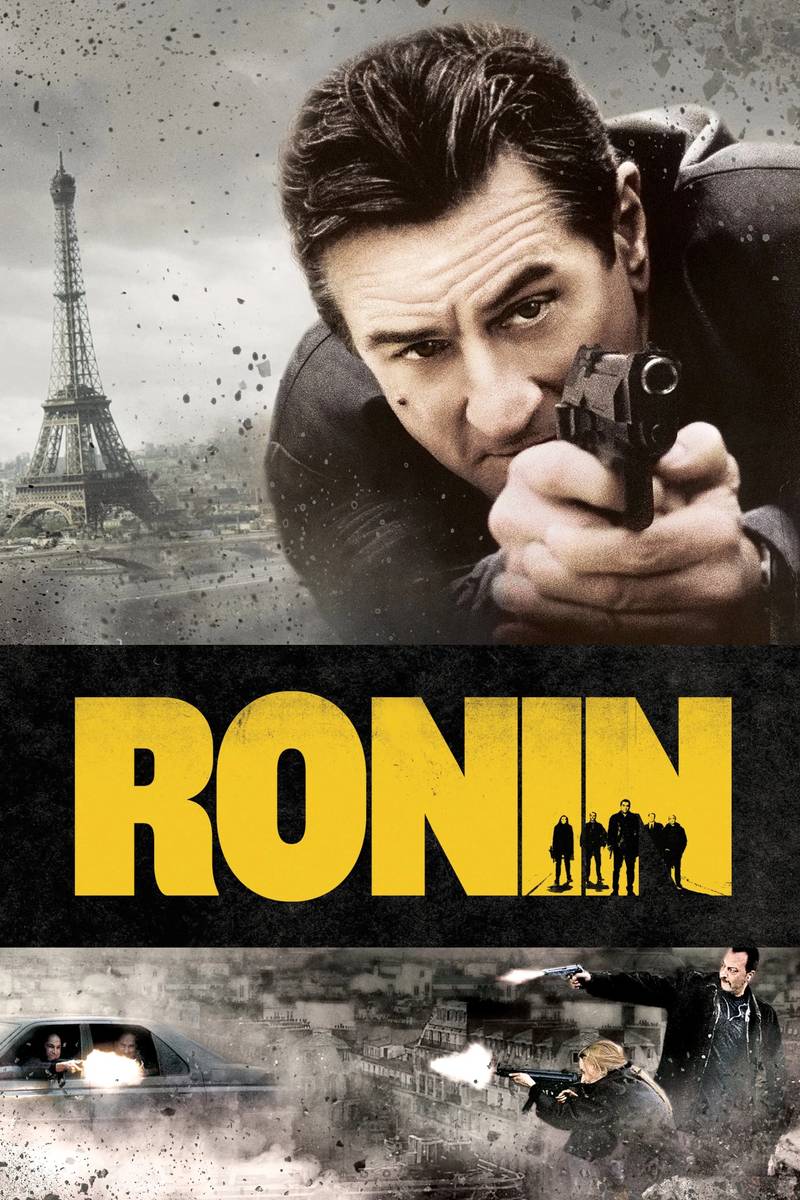 Poster chính thức của phim Phim Hành Động, Phim Giật Gân "Sát Thủ Tự Do" (Ronin - 1998), với sự tham gia của diễn viên Robert De Niro và Jean Reno.