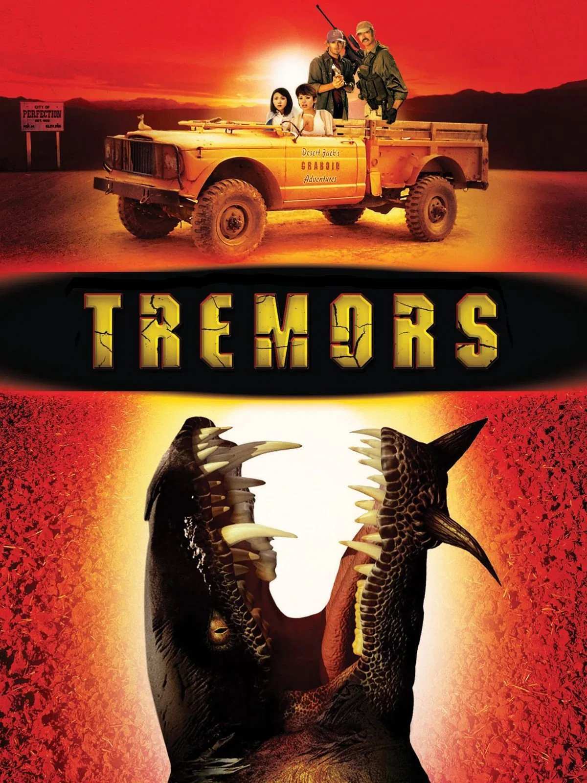 Poster chính thức của phim Phim Hài, Phim Viễn Tưởng & Giả Tưởng "Sâu Đất Khổng Lồ" (Tremors - 2003), với sự tham gia của diễn viên Michael Gross và Lela Lee.