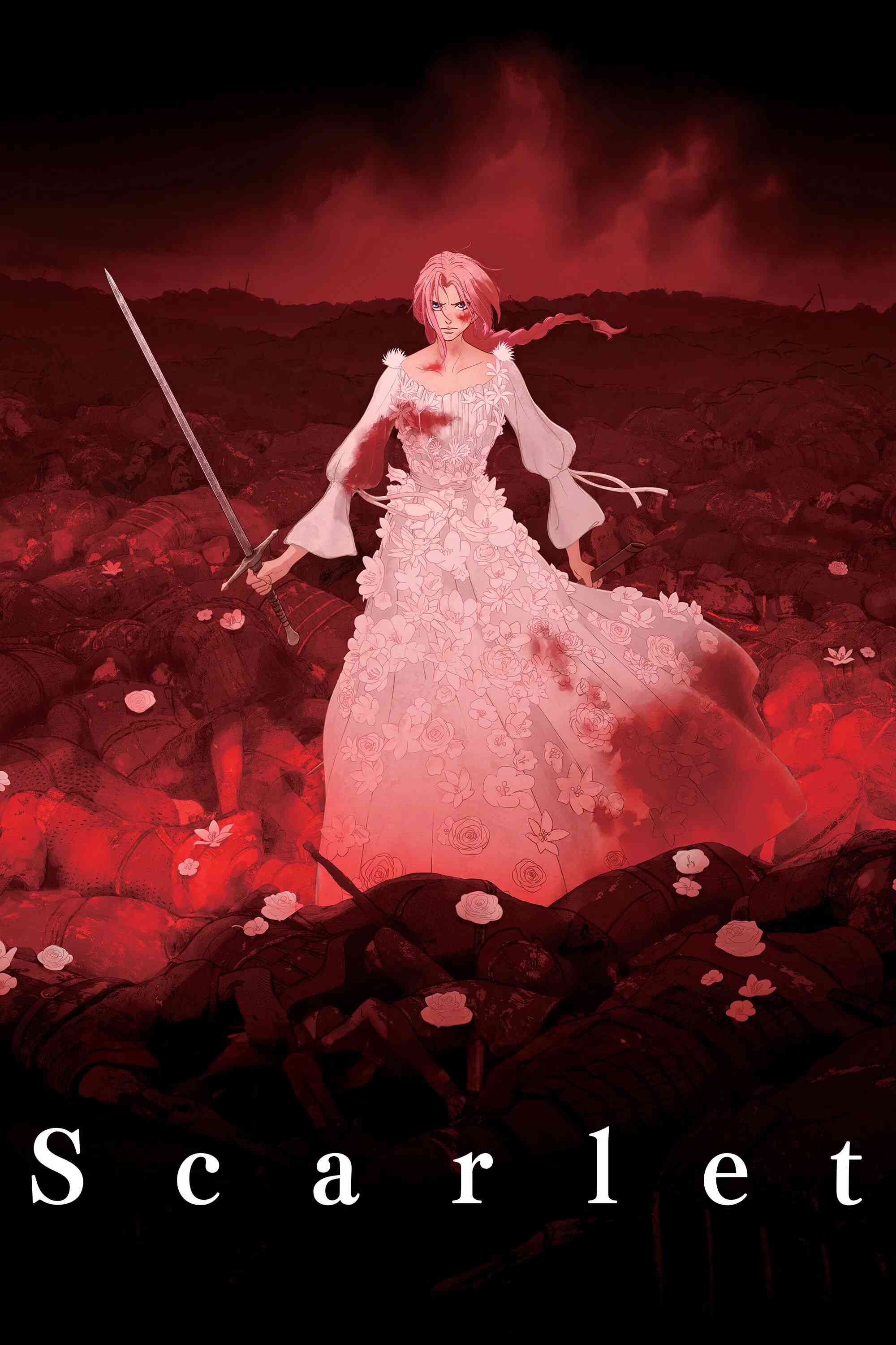 Poster chính thức của phim Phim Hoạt Hình, Phim Hành Động "SCARLET" (Scarlet - 2025), với sự tham gia của diễn viên Mana Ashida và Masaki Okada.