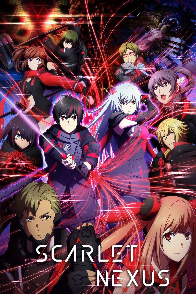 Poster chính thức của phim Phim Hoạt Hình, Phim Hành Động & Phiêu Lưu "SCARLET NEXUS" (Scarlet Nexus - 2021), với sự tham gia của diễn viên Junya Enoki và Asami Seto.