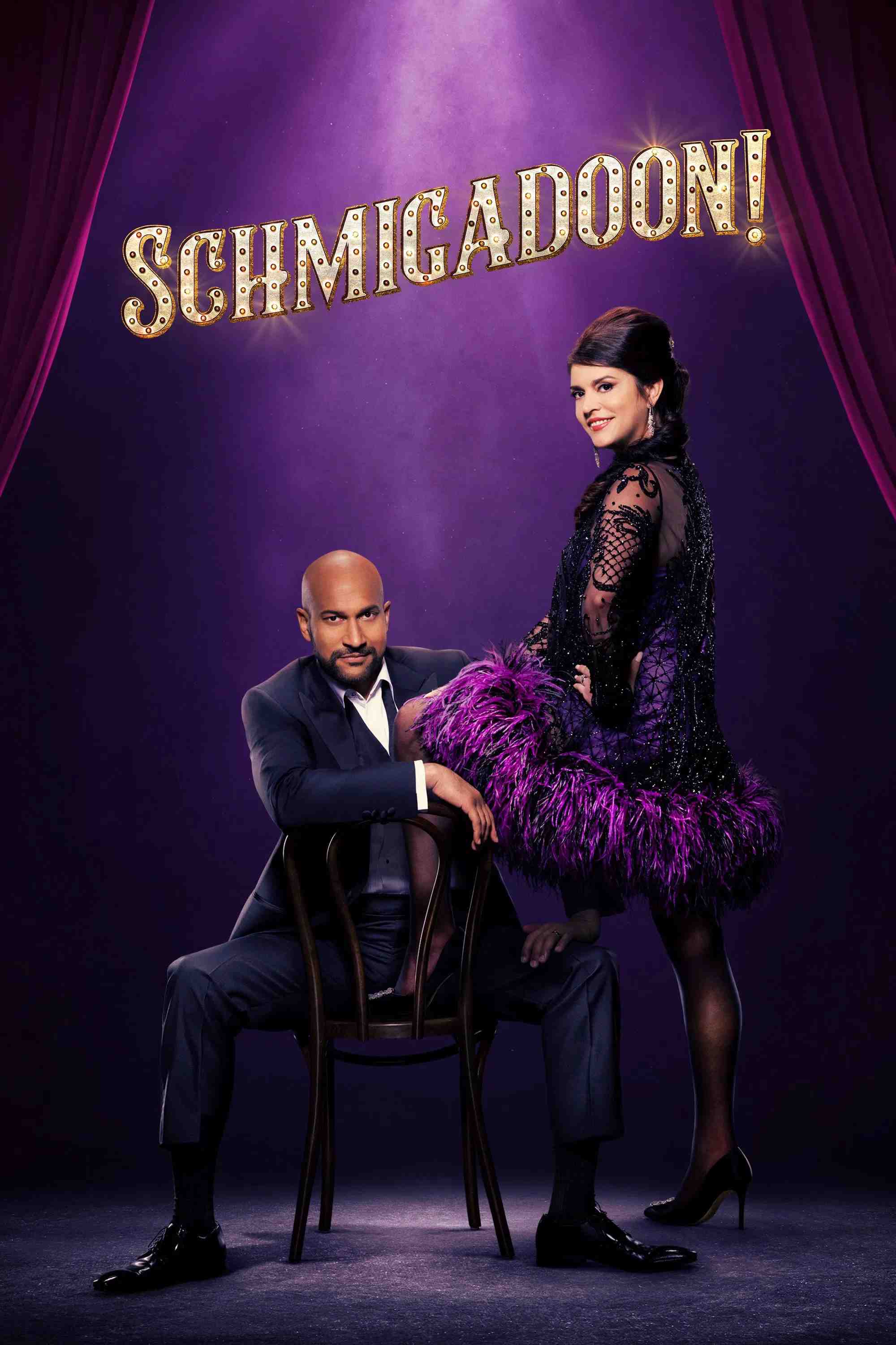 Poster chính thức của phim Phim Hài "Schmigadoon! (Phần 1)" (Schmigadoon! - 2021), với sự tham gia của diễn viên Keegan-Michael Key và Cecily Strong.