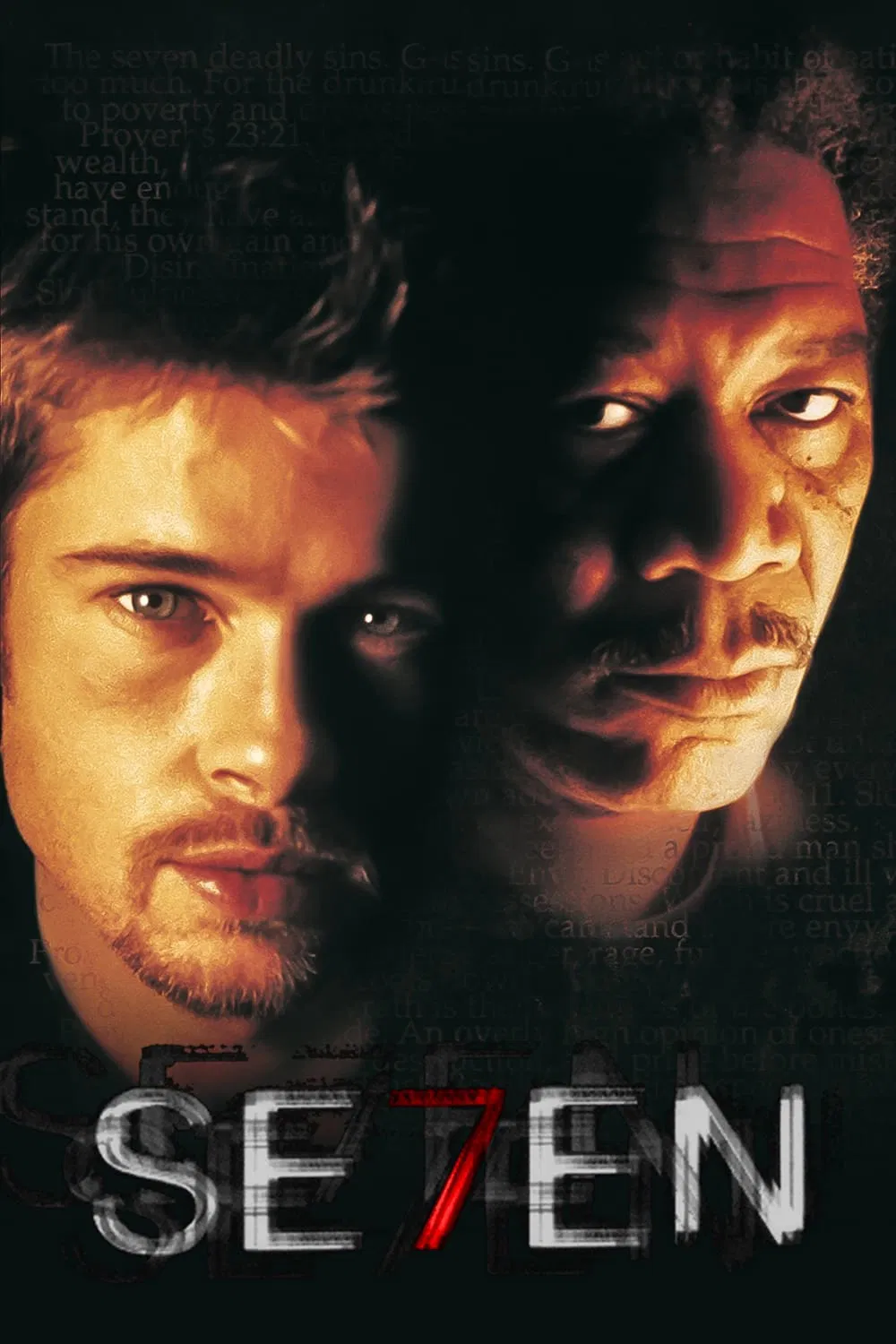 Poster chính thức của phim Phim Hình Sự, Phim Bí Ẩn "Se7en" (Se7en - 1995), với sự tham gia của diễn viên Morgan Freeman và Brad Pitt.