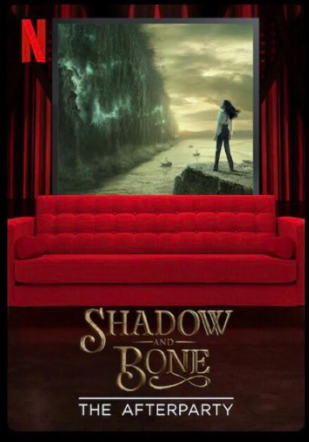 Poster chính thức của phim Phim Tài Liệu "Bóng Tối và Xương Trắng - Hậu tiệc" (Shadow and Bone - The Afterparty - 2021), với sự tham gia của diễn viên David Spade và London Hughes.