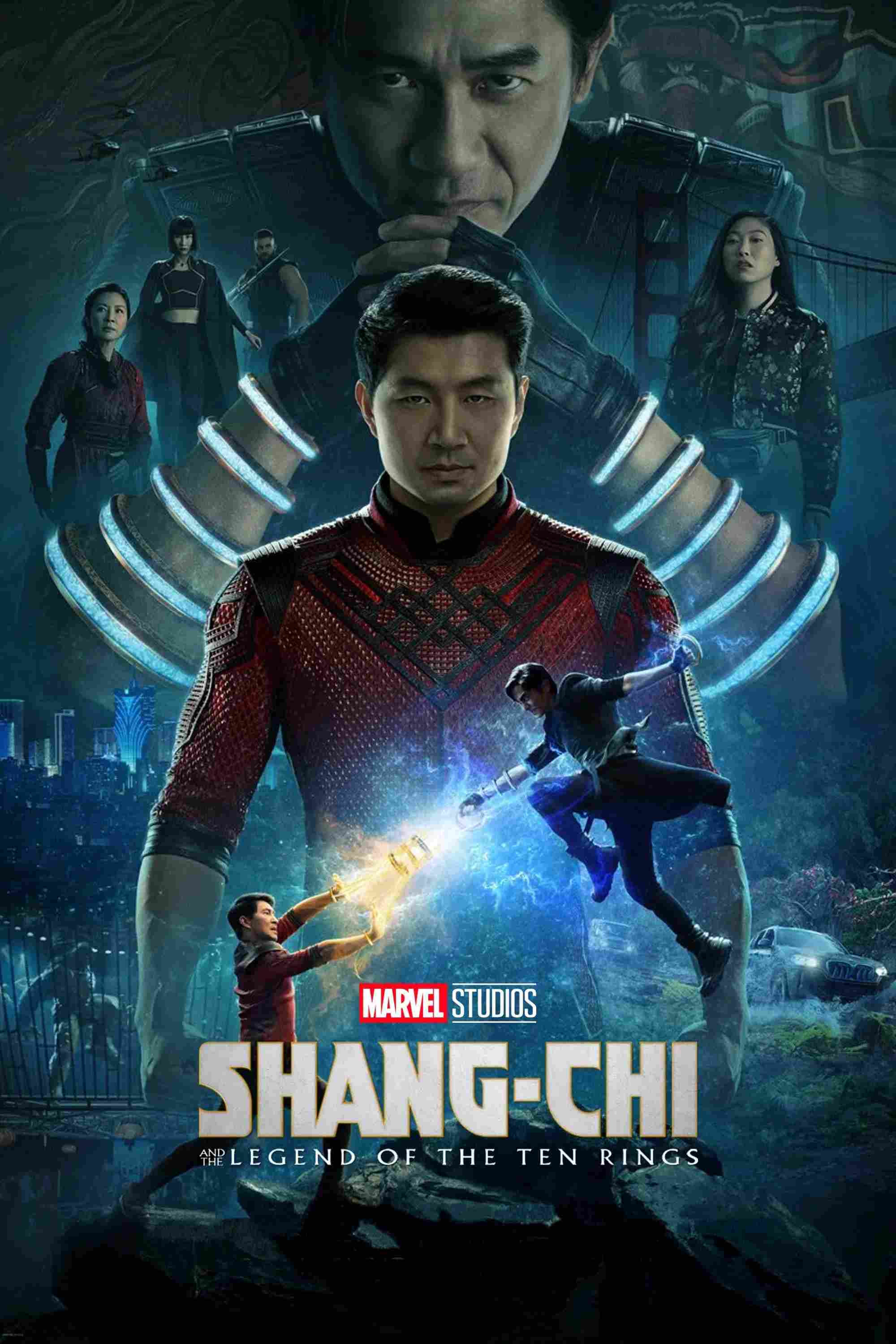 Poster chính thức của phim Phim Hành Động, Phim Phiêu Lưu "Shang-Chi và huyền thoại Thập Luân" (Shang-Chi and the Legend of the Ten Rings - 2021), với sự tham gia của diễn viên Simu Liu và Lương Triều Vỹ.